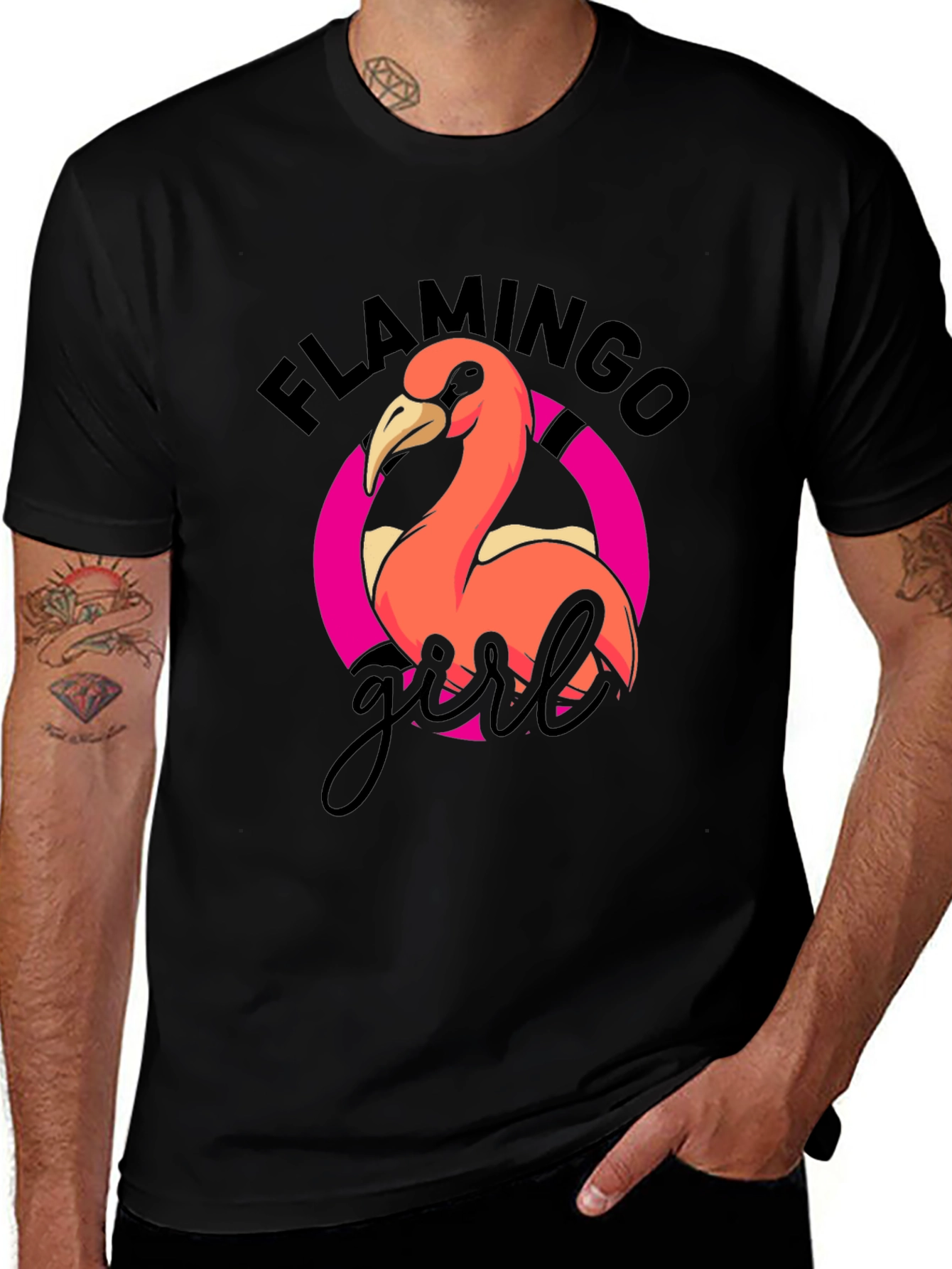 Flamingo Girl Graphic T-Shirt - Cool Casual Wear