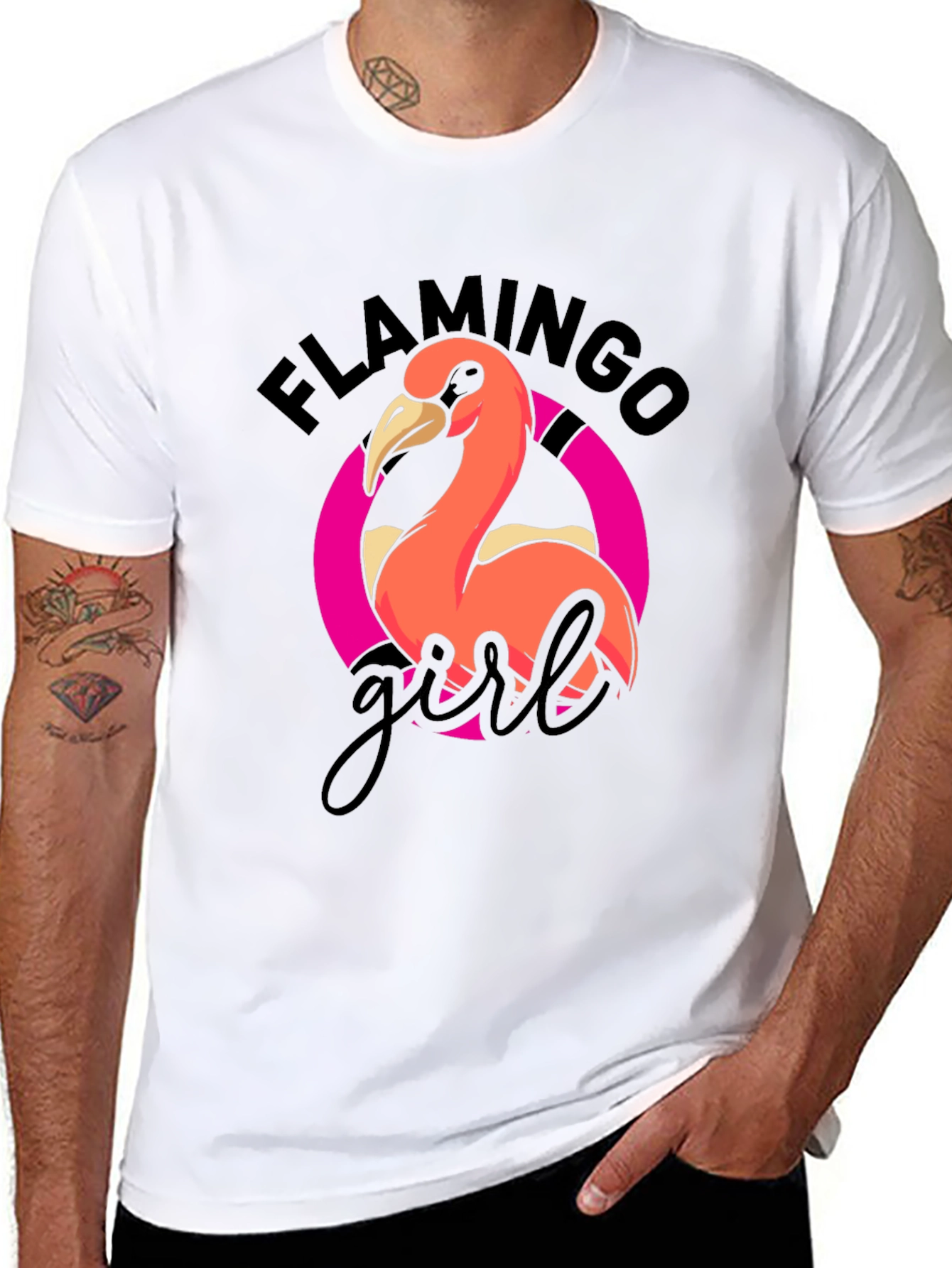 Flamingo Girl Graphic T-Shirt - Cool Casual Wear