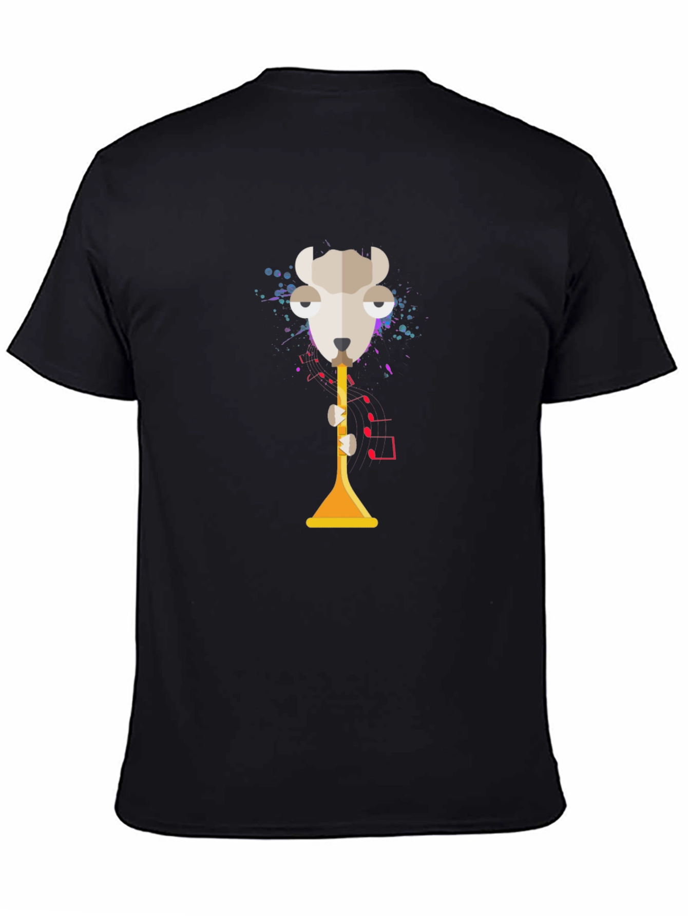Abstract Goat Trumpet Graphic Tee - Unisex Black T-Shirt