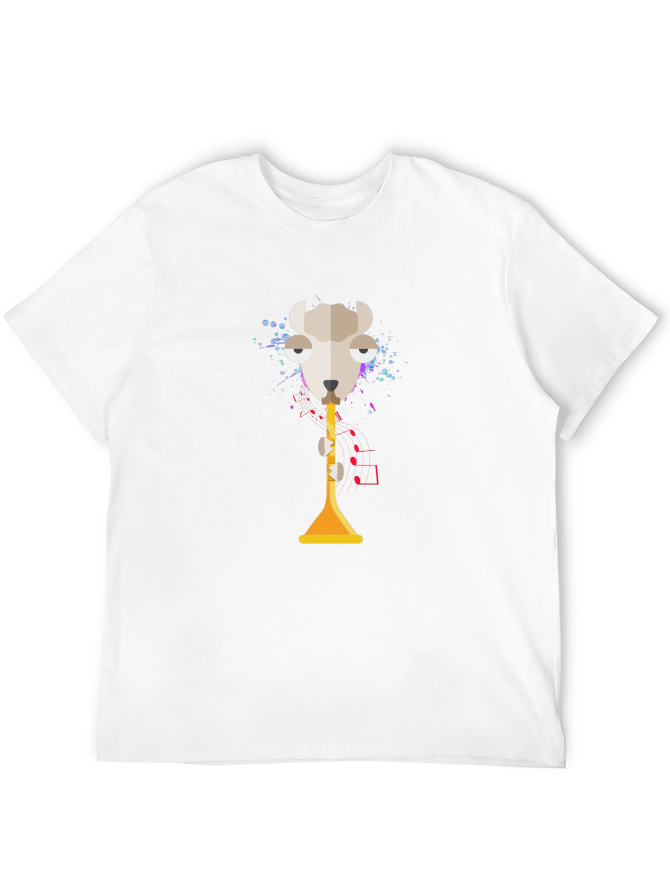 Abstract Goat Trumpet Graphic Tee - Unisex Black T-Shirt