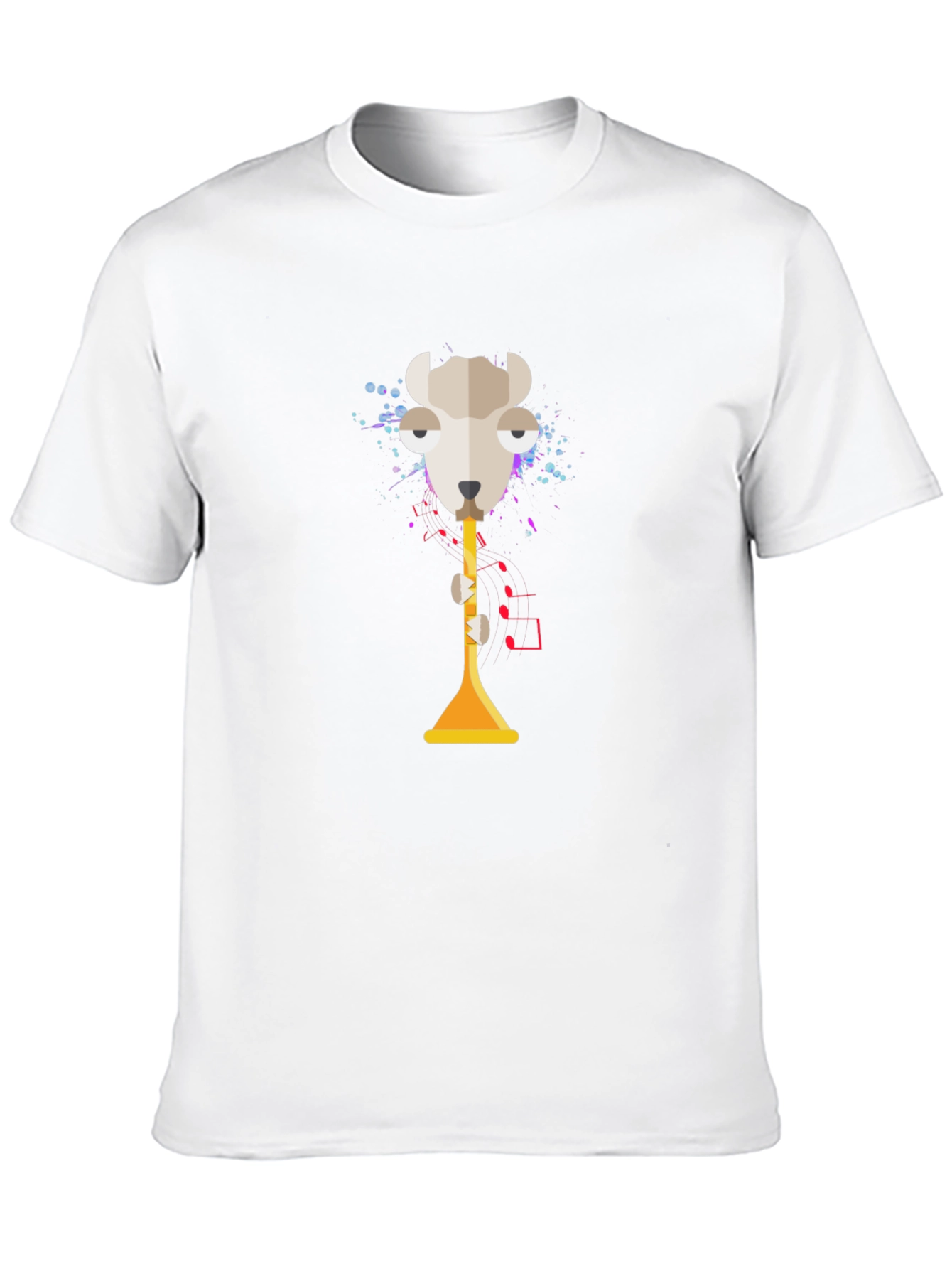 Abstract Goat Trumpet Graphic Tee - Unisex Black T-Shirt