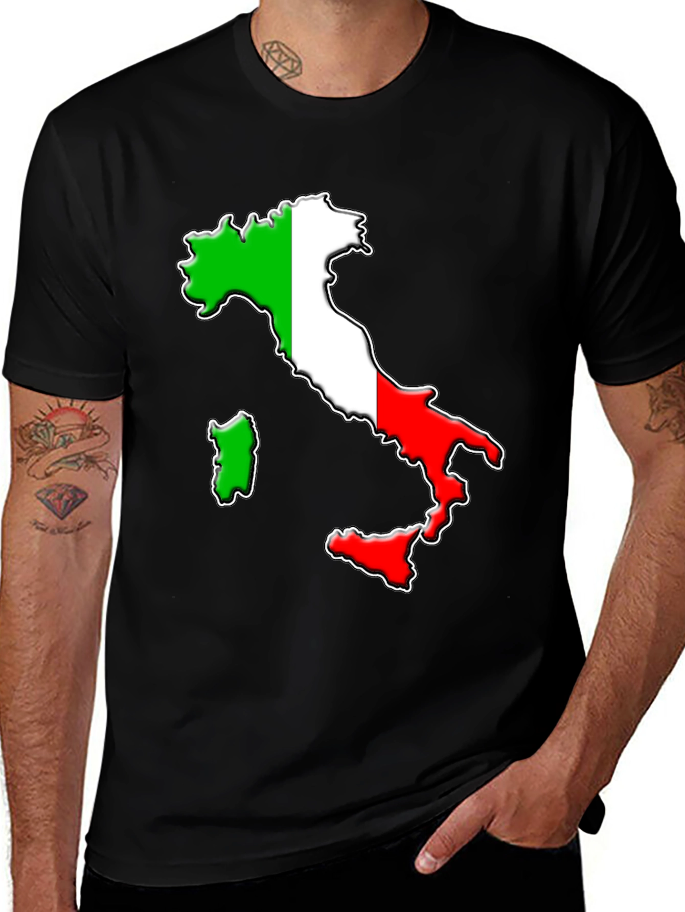 Italian Flag Map Graphic T-Shirt