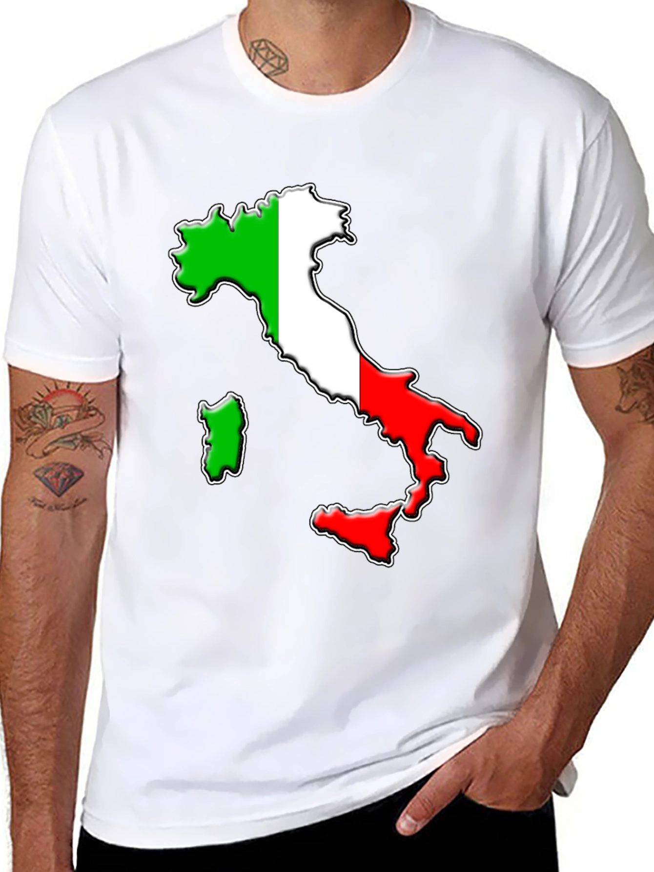 Italian Flag Map Graphic T-Shirt