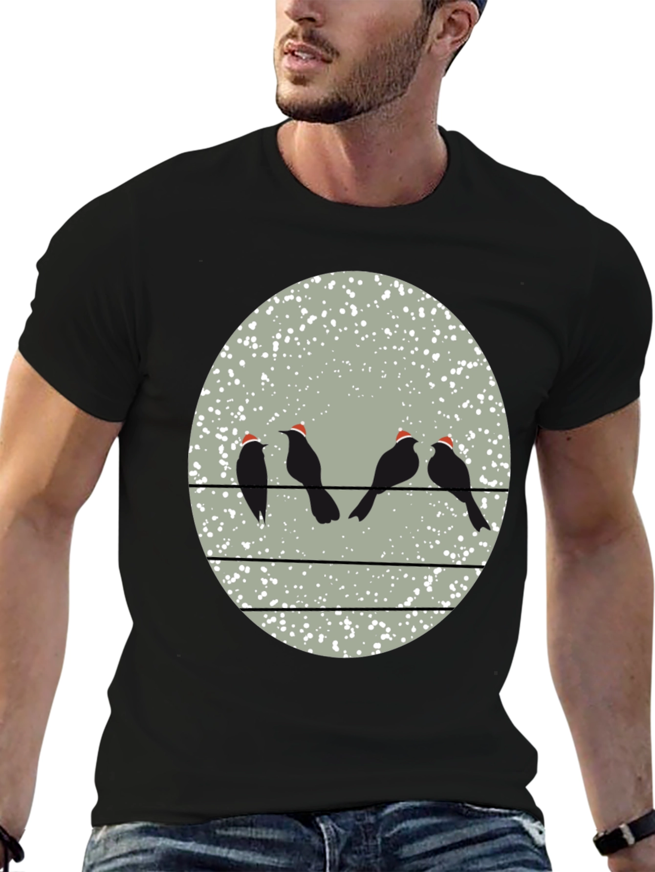 Birds on a Wire Christmas T-Shirt