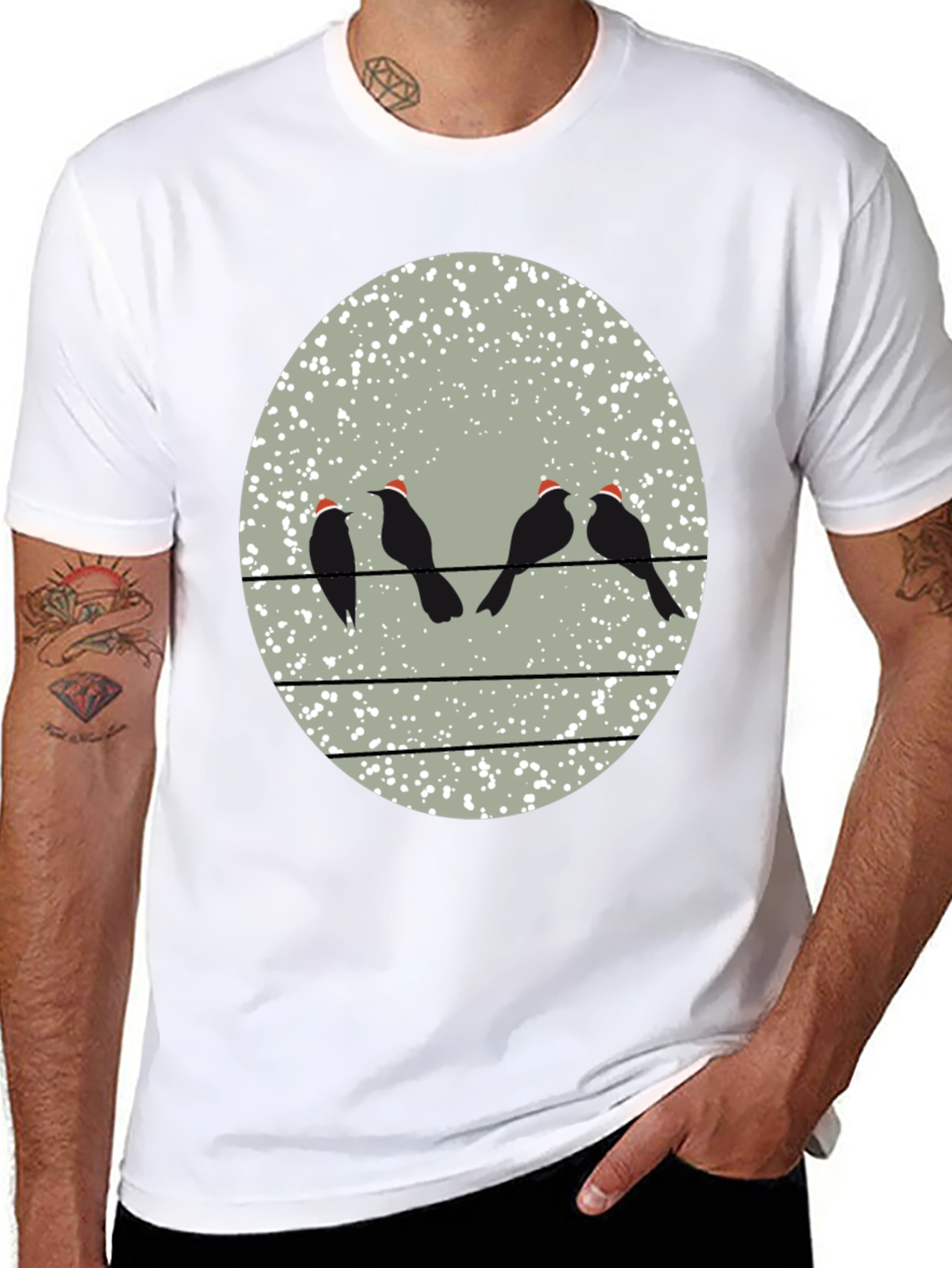 Birds on a Wire Christmas T-Shirt