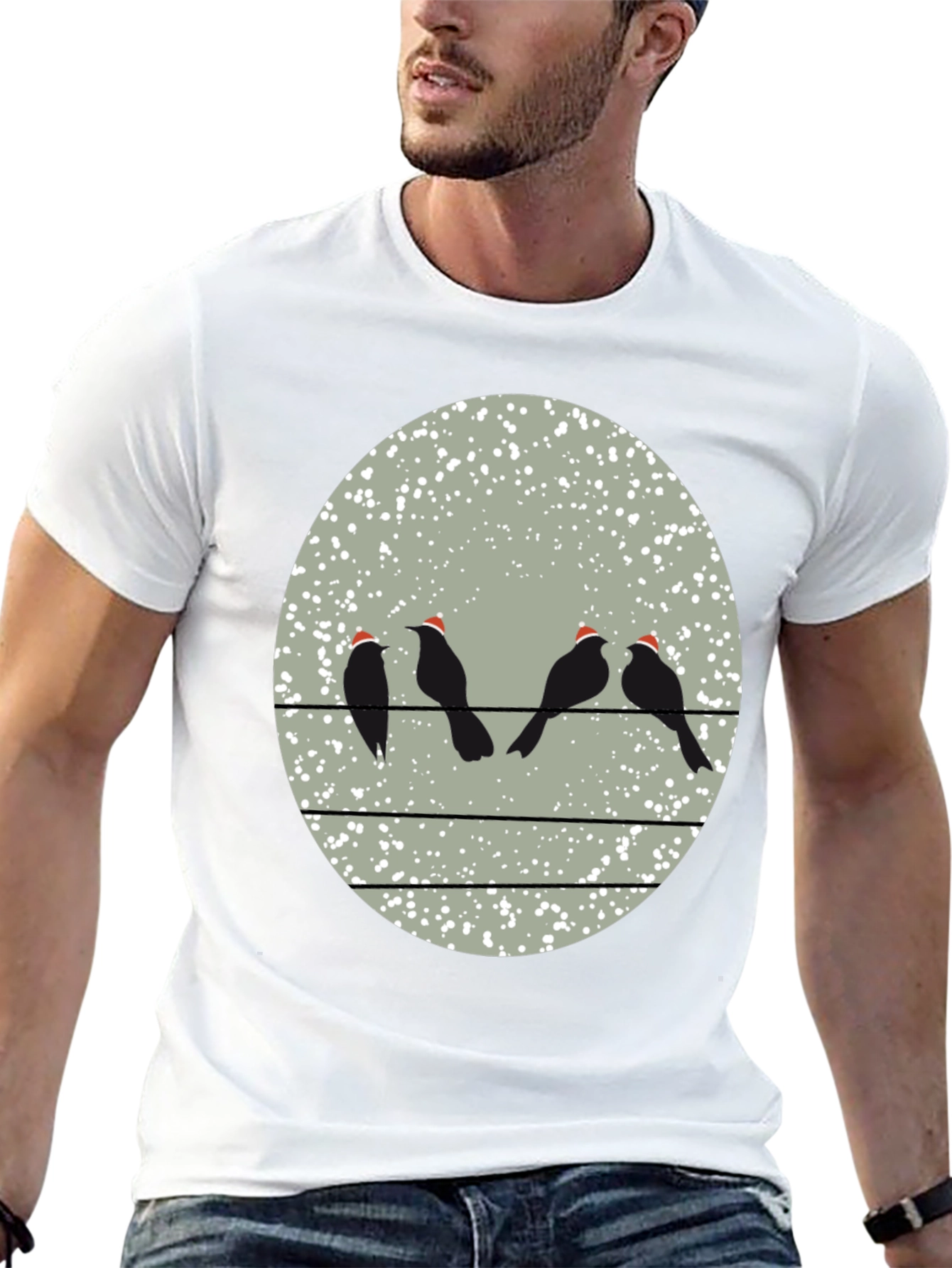 Birds on a Wire Christmas T-Shirt