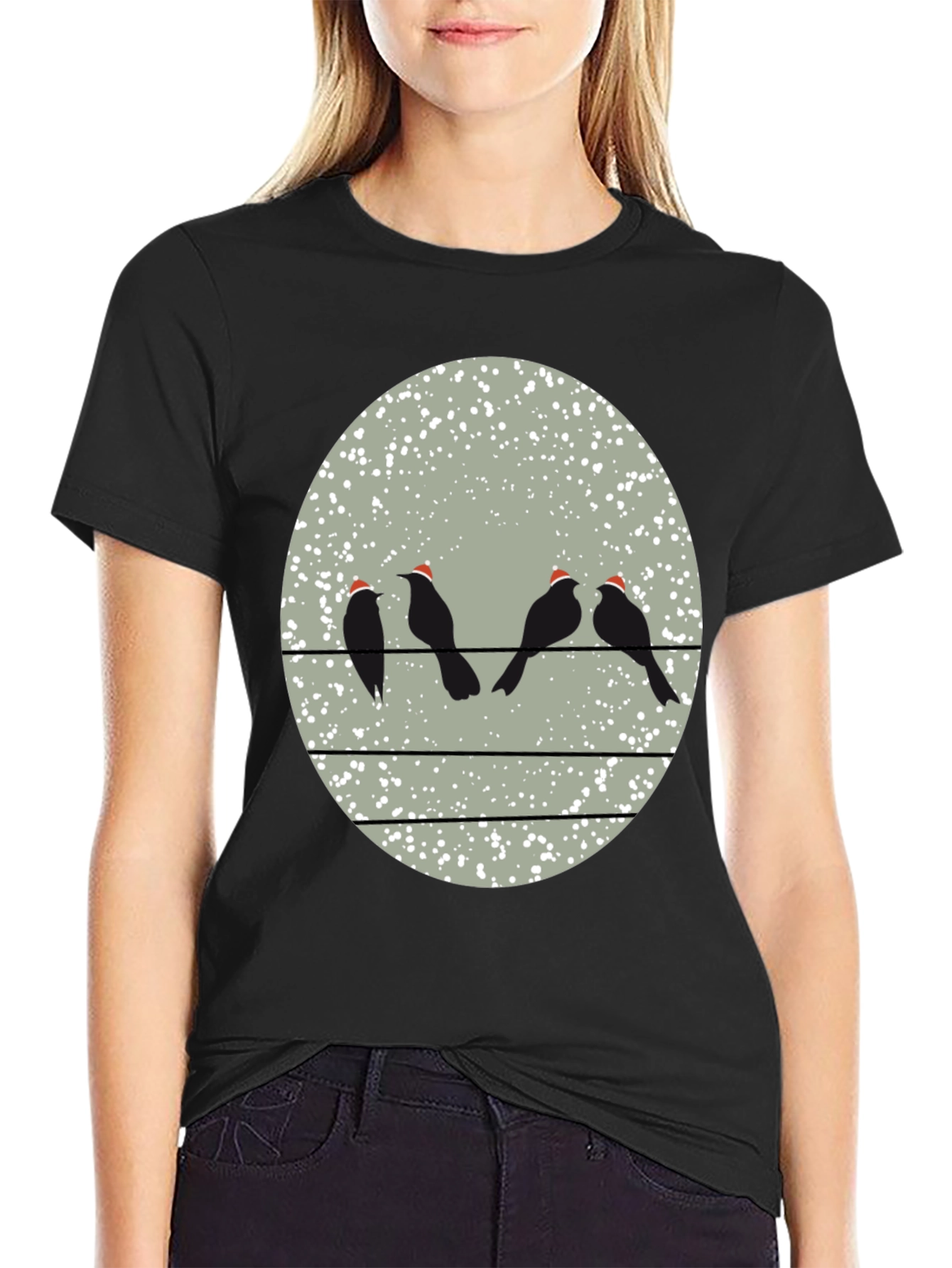 Birds on a Wire Christmas T-Shirt