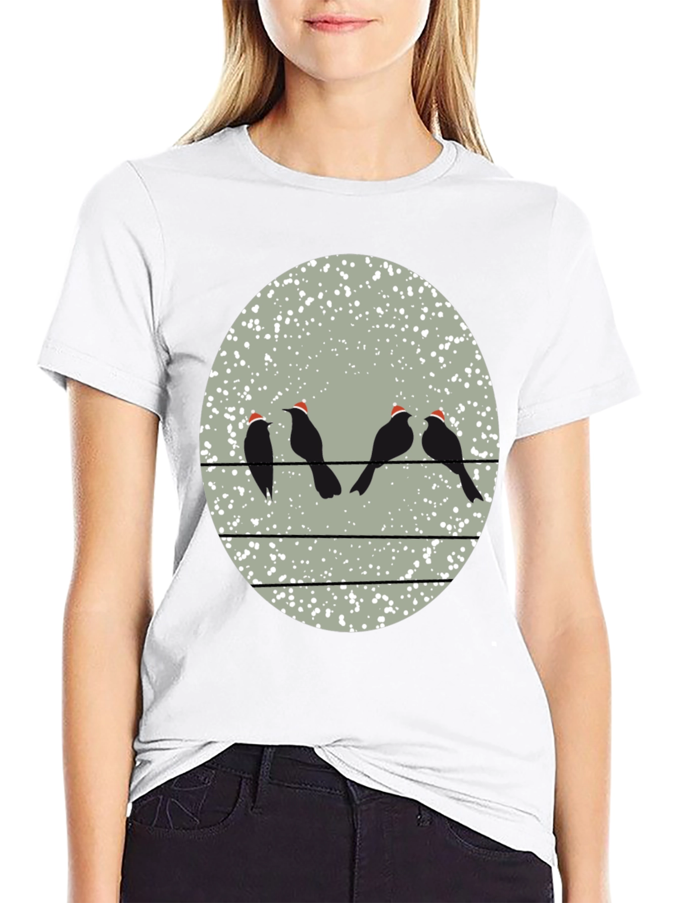 Birds on a Wire Christmas T-Shirt