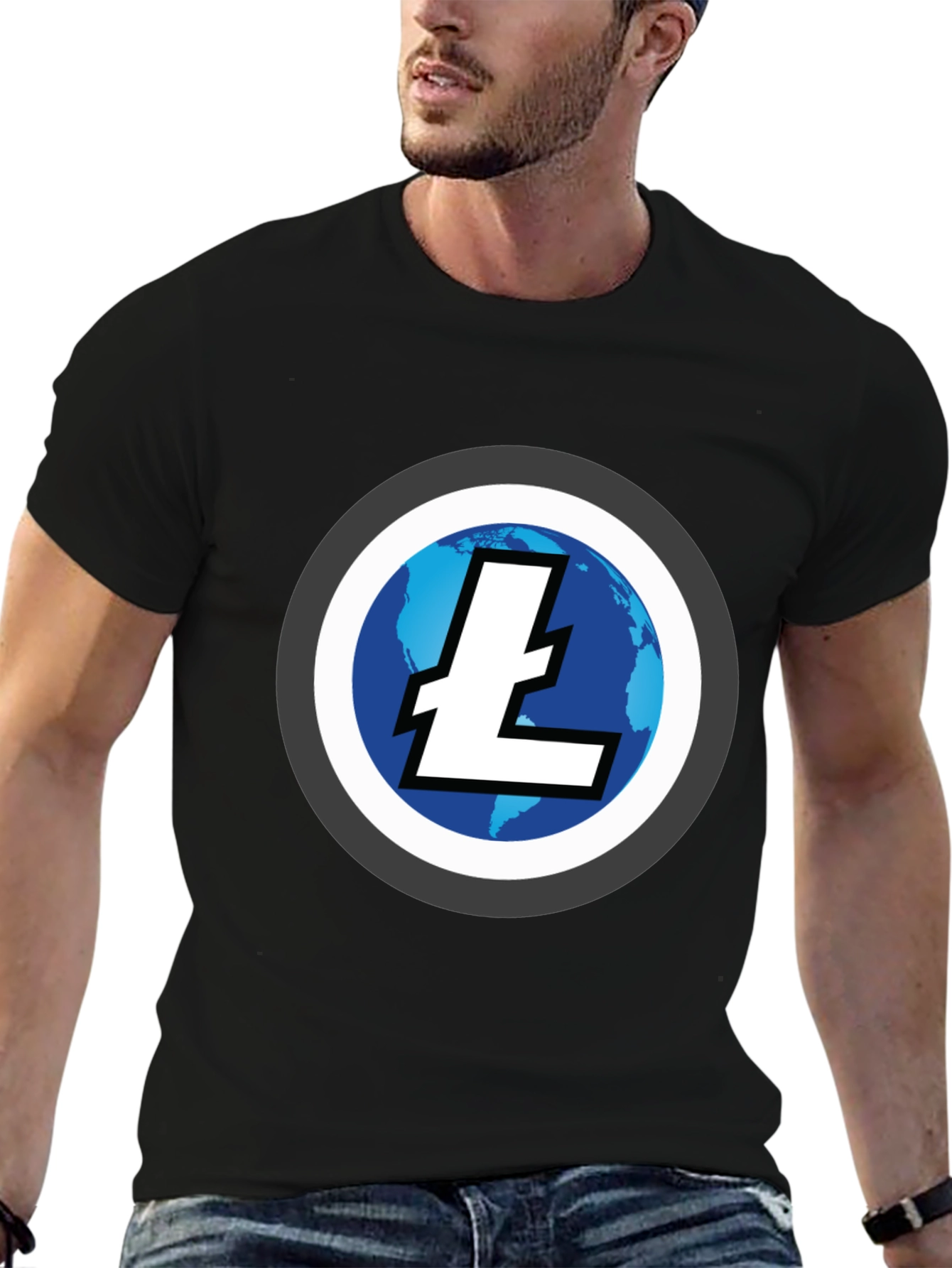 Litecoin Crypto T-Shirt - Black Round Neck