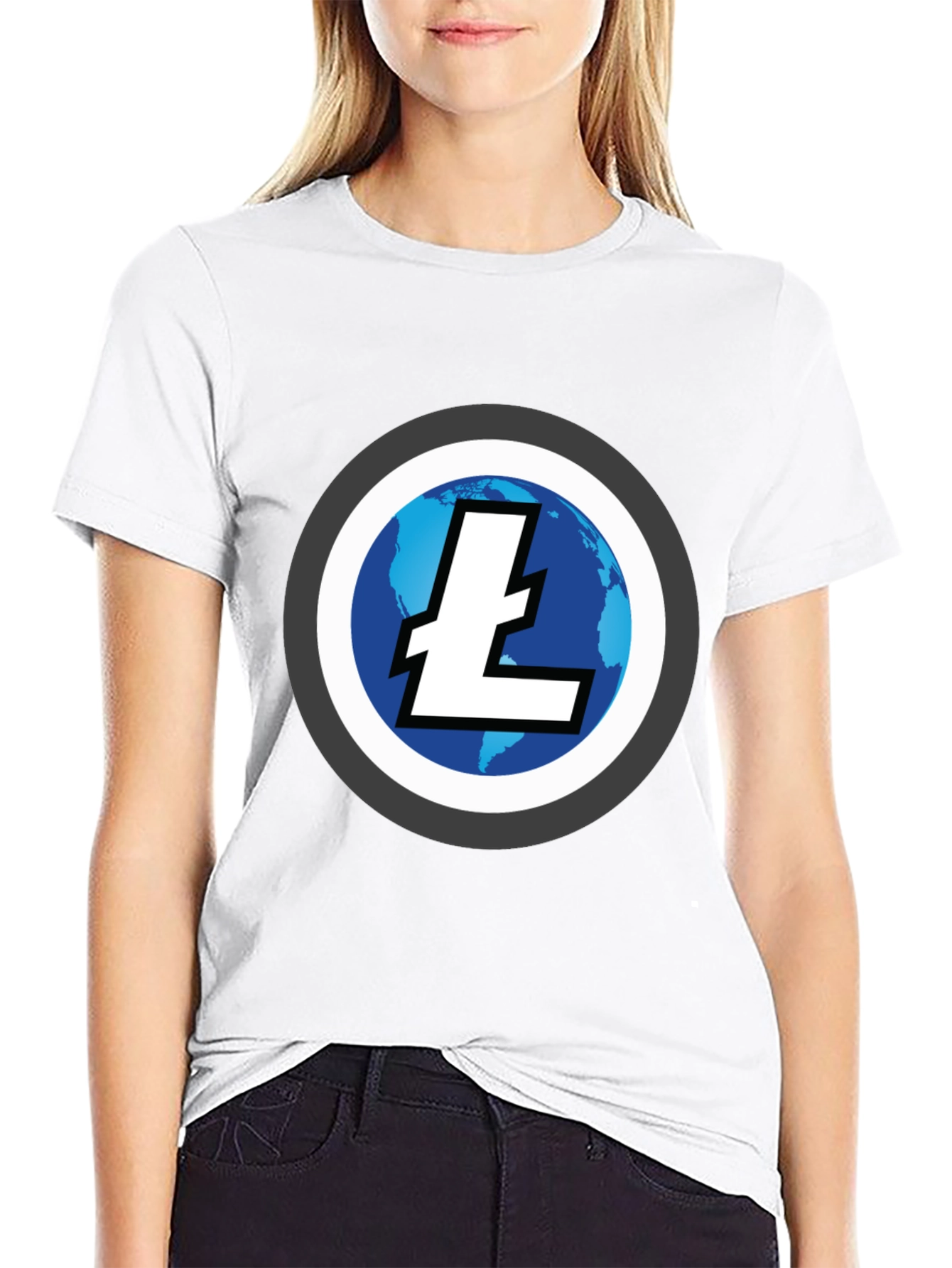 Litecoin Crypto T-Shirt - Black Round Neck