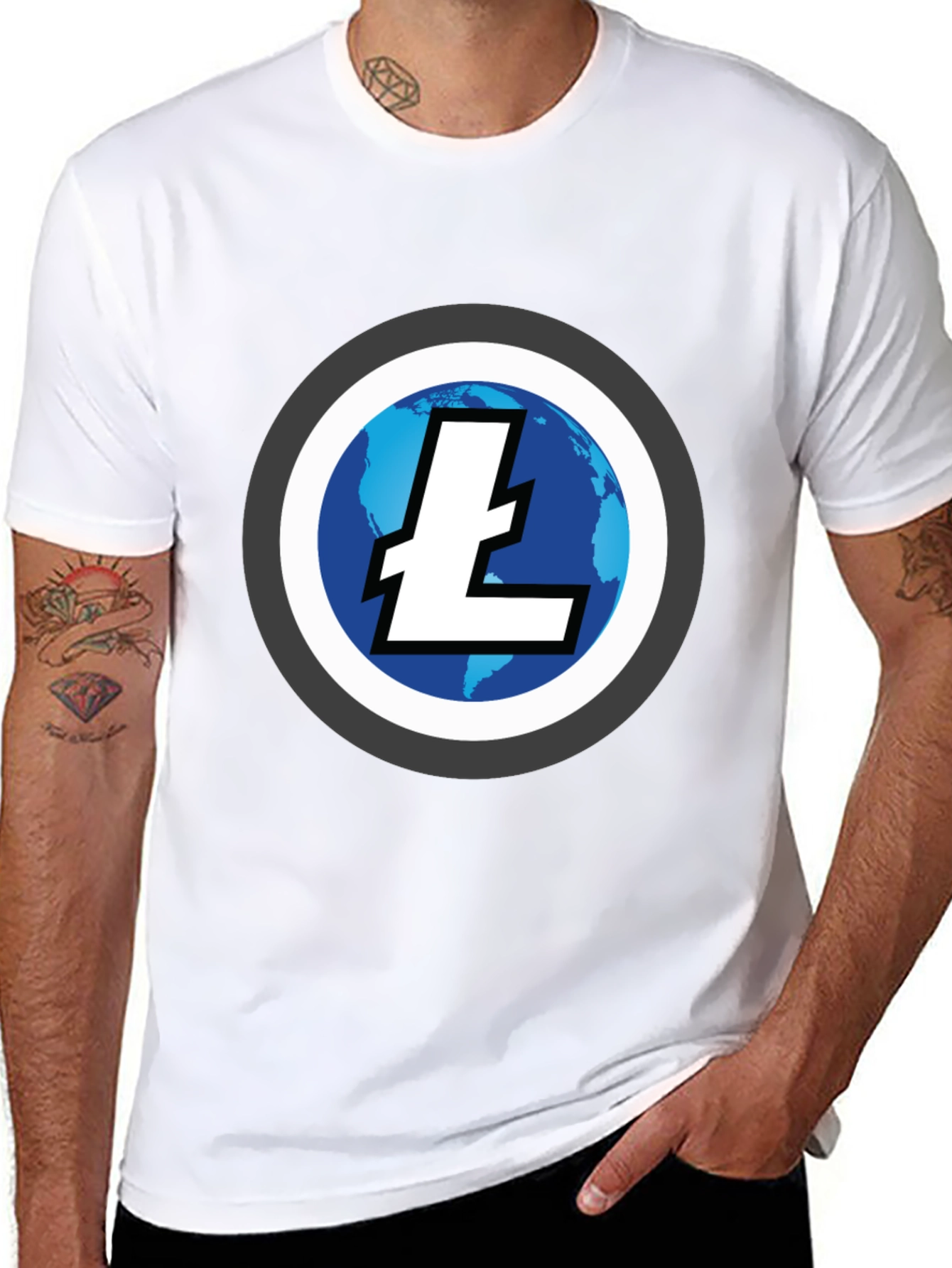 Litecoin Crypto T-Shirt - Black Round Neck