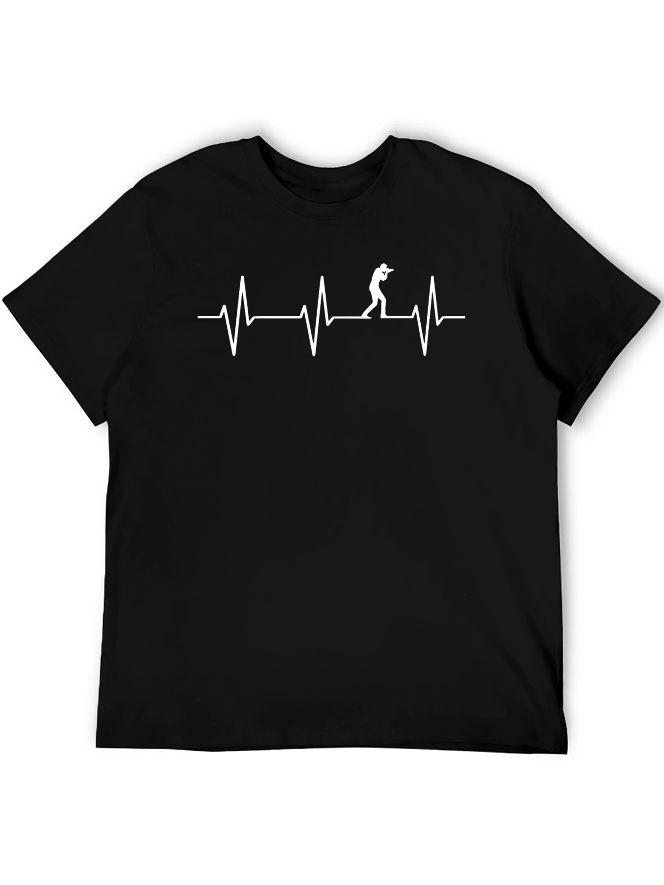 Photographer Heartbeat Graphic Tee - Black Cotton Shirt