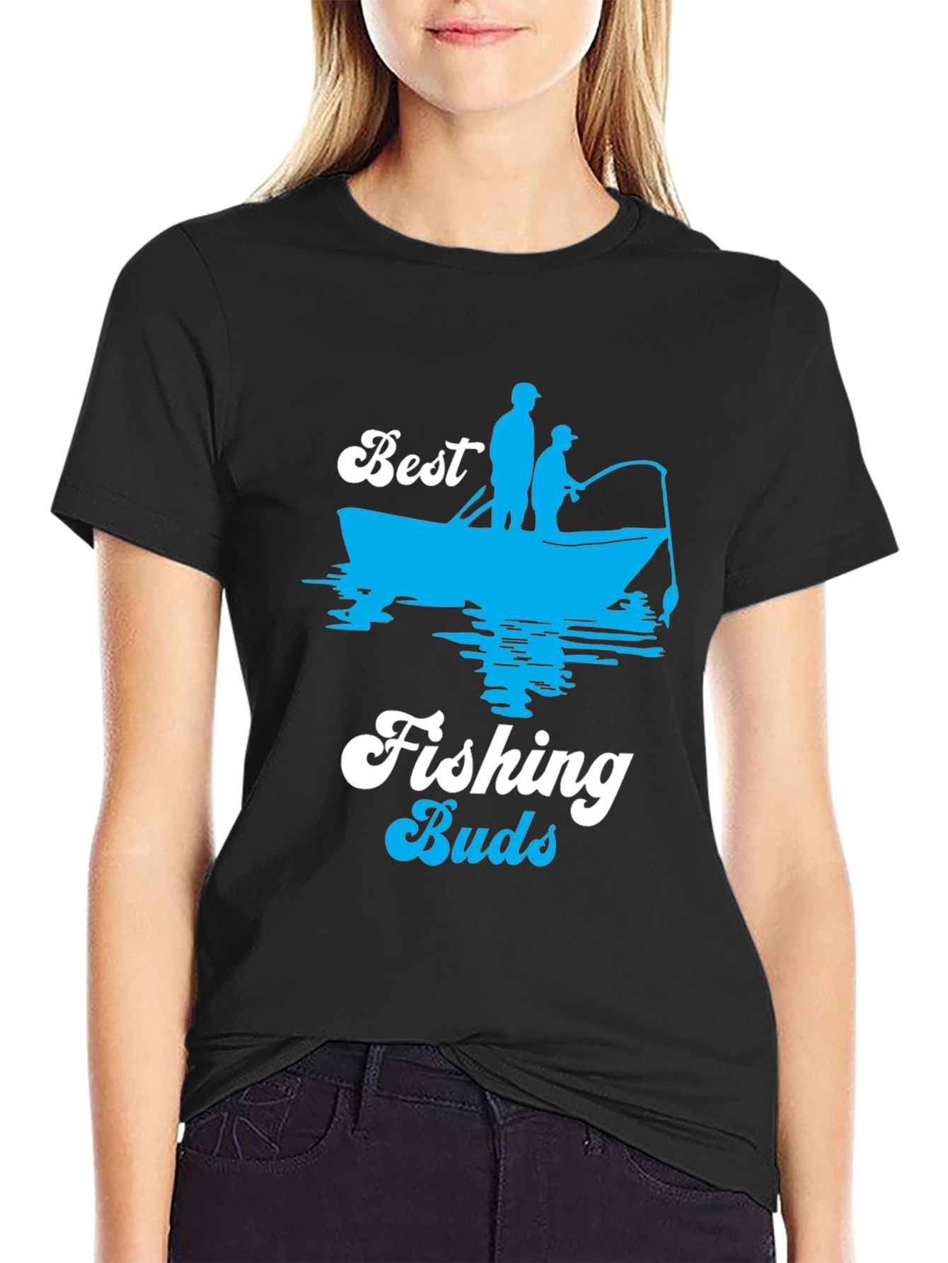 Best Fishing Buds Black Graphic T-Shirt