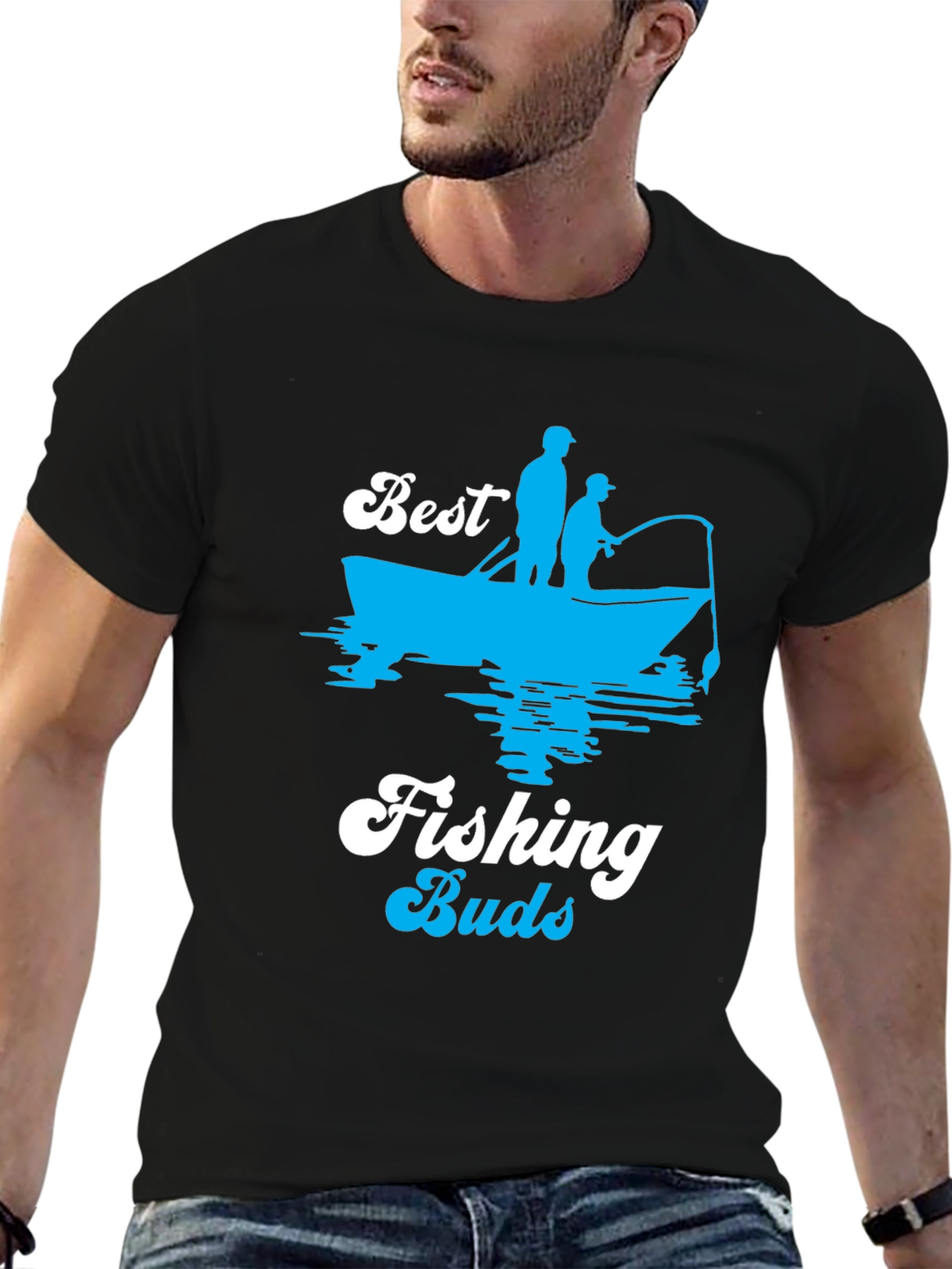 Best Fishing Buds Black Graphic T-Shirt