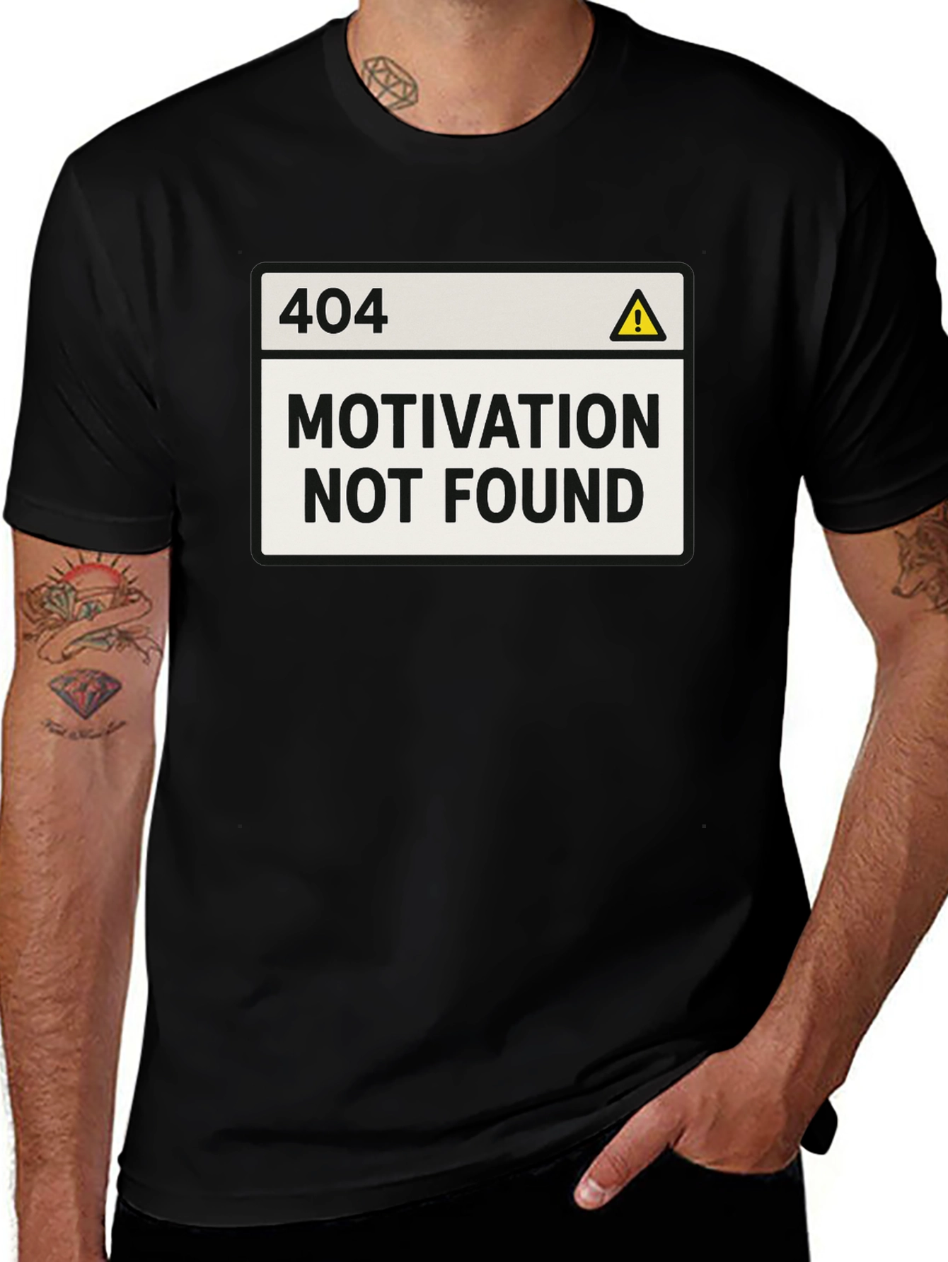 404 Motivation Not Found T-Shirt Funny Graphic Tee