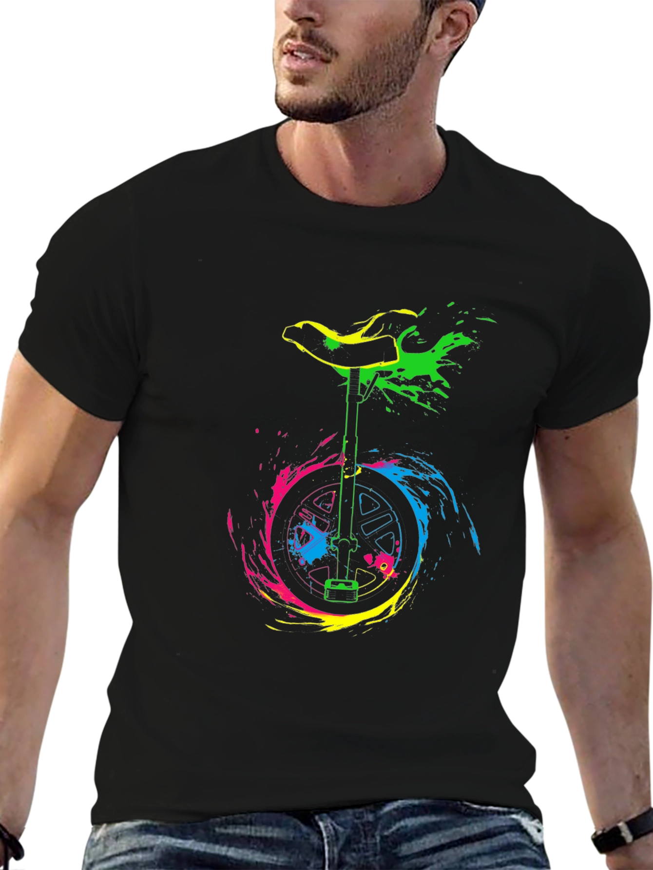 Vibrant Unicycle Graphic T-Shirt - Bold Design