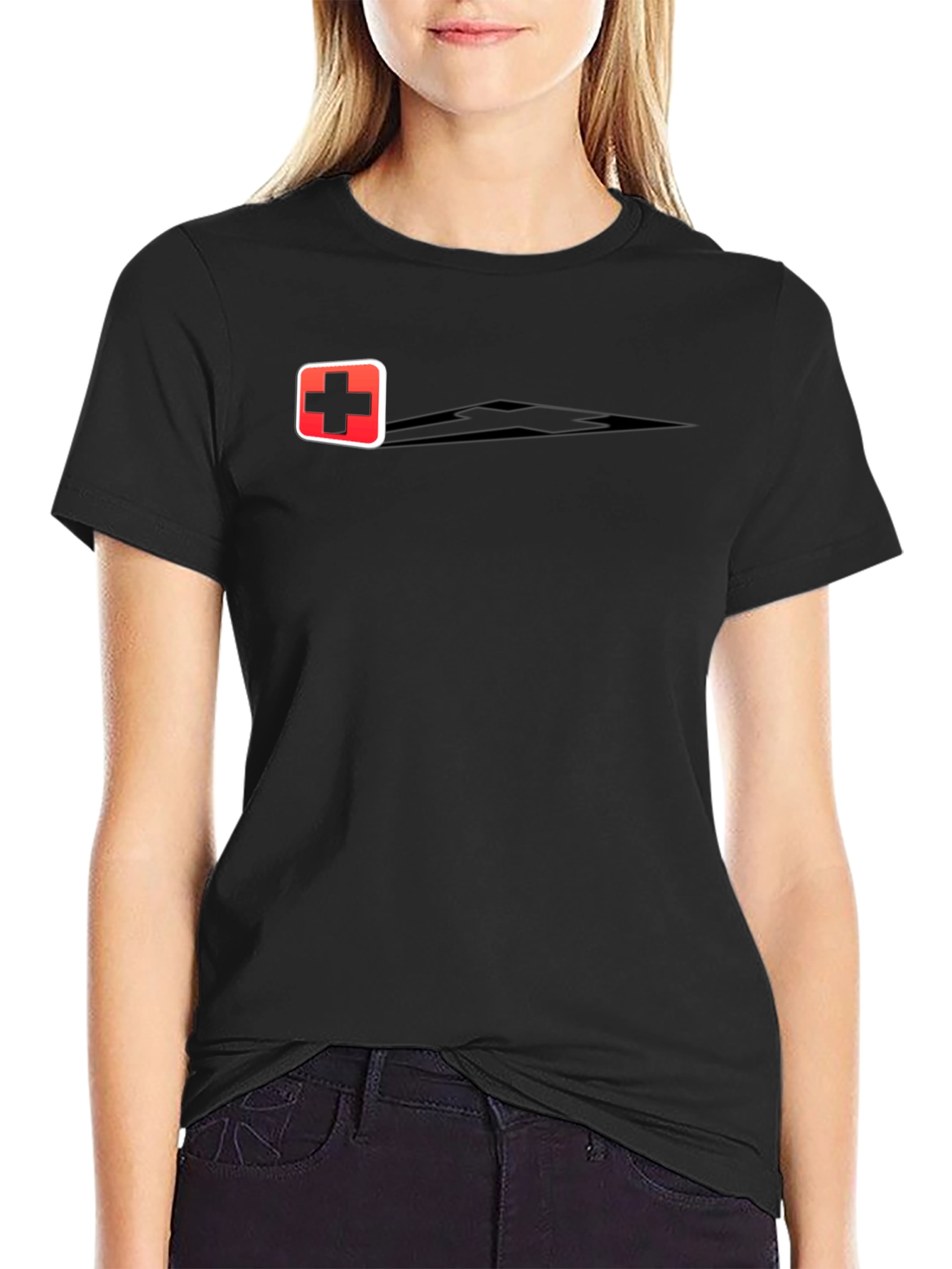 Medical Cross Graphic T-Shirt - Classic Black Cotton Tee