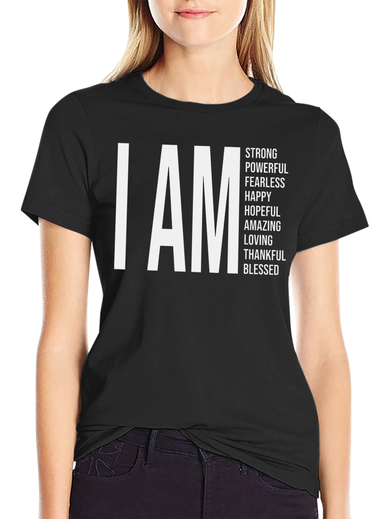 I AM Strong Black Graphic Tee