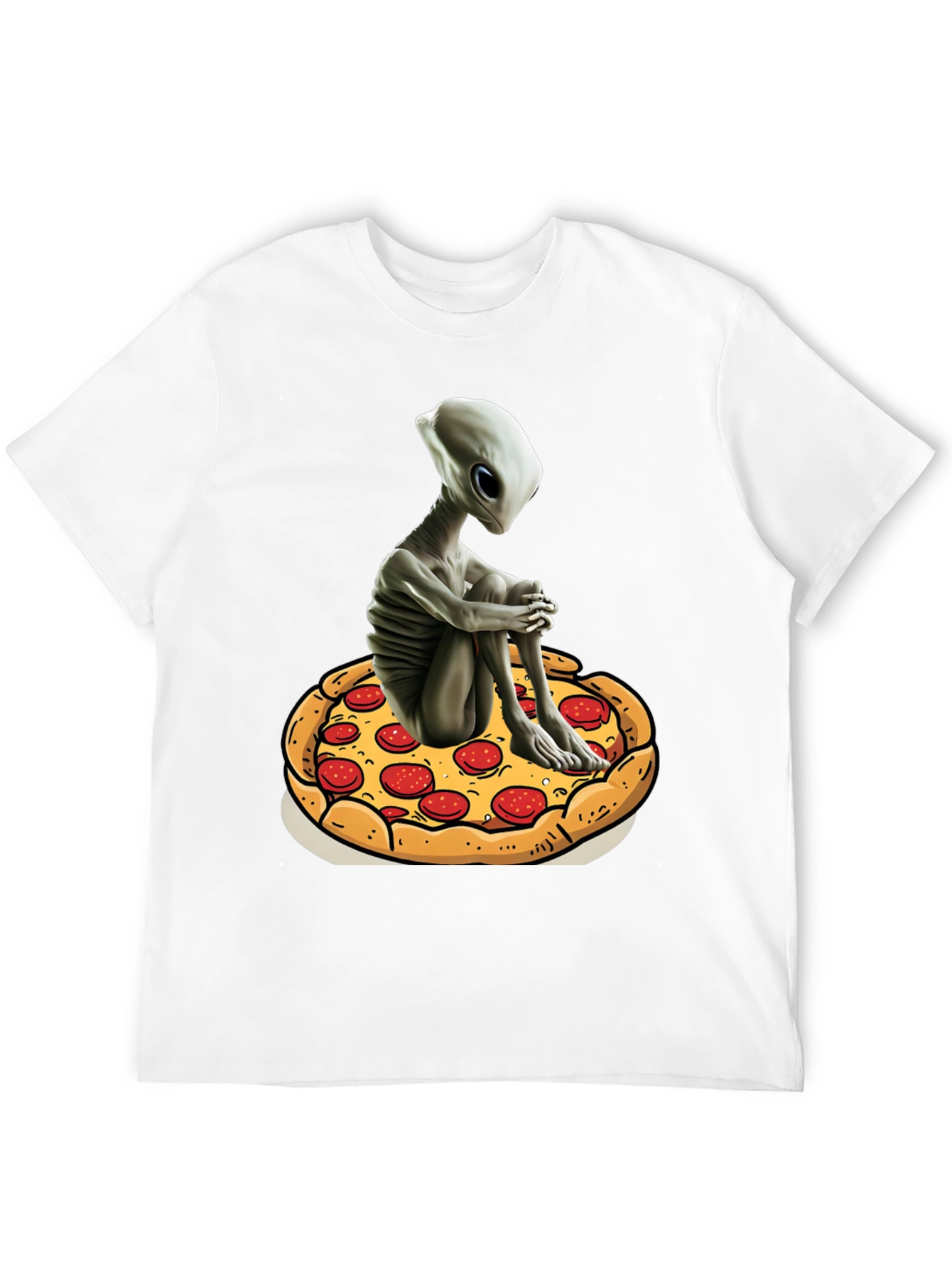 Alien Pizza Graphic Tee - Unisex Black Cotton T-Shirt