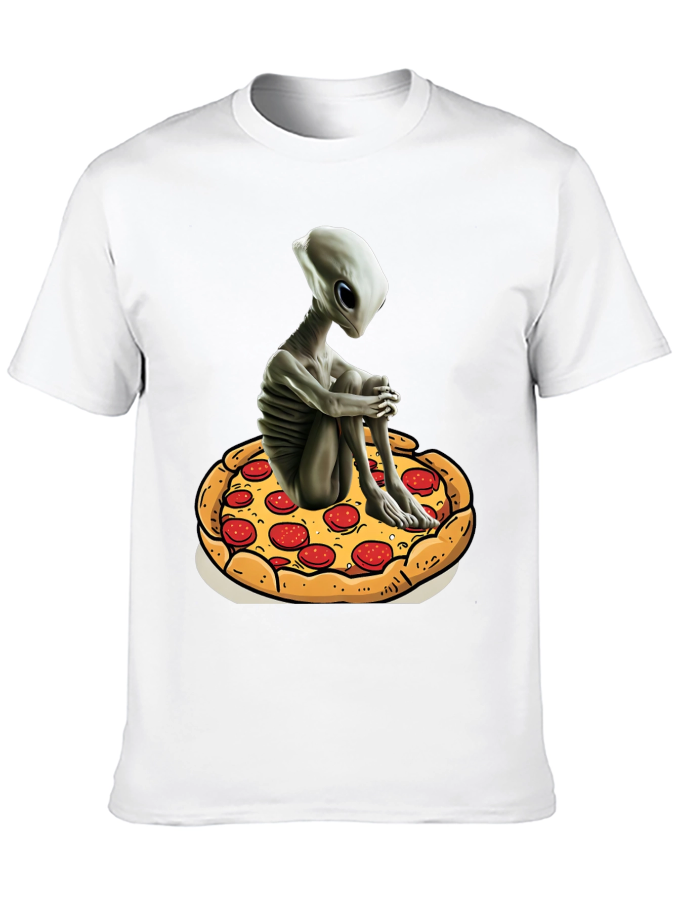 Alien Pizza Graphic Tee - Unisex Black Cotton T-Shirt