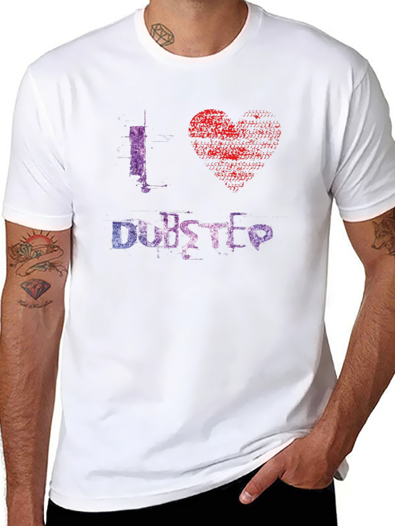 I Love Dubstep Graphic Tee - Black Cotton T-Shirt