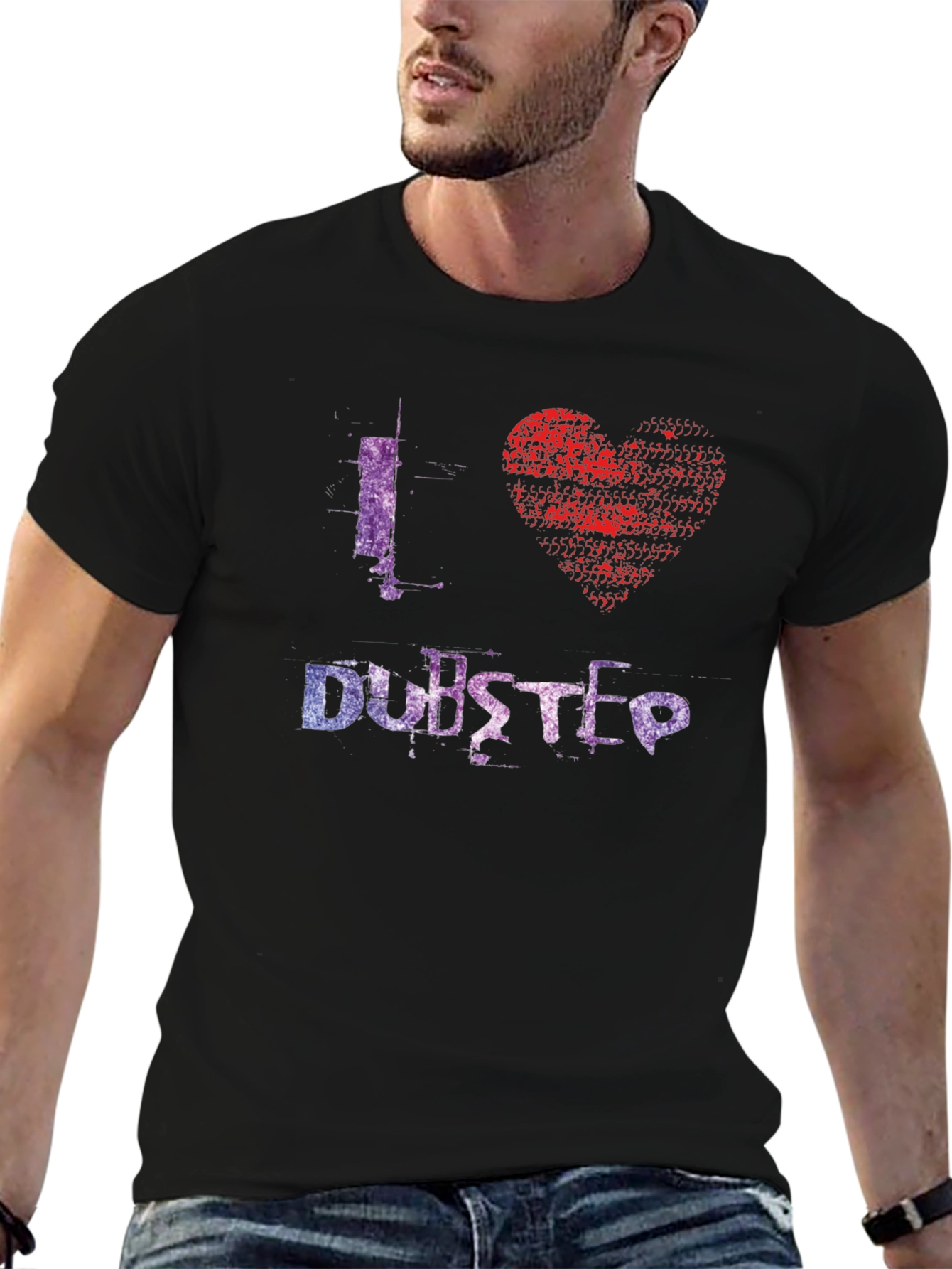 I Love Dubstep Graphic Tee - Black Cotton T-Shirt