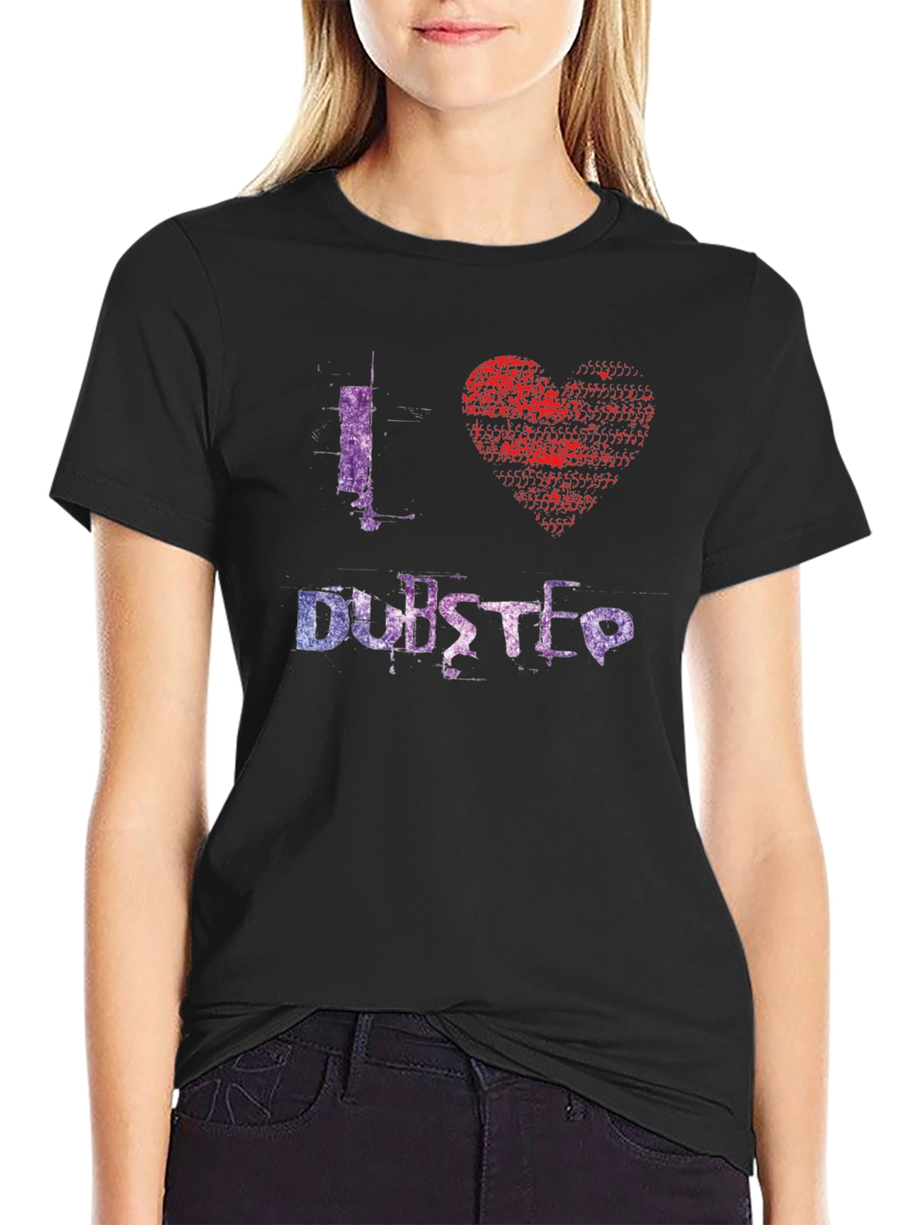 I Love Dubstep Graphic Tee - Black Cotton T-Shirt