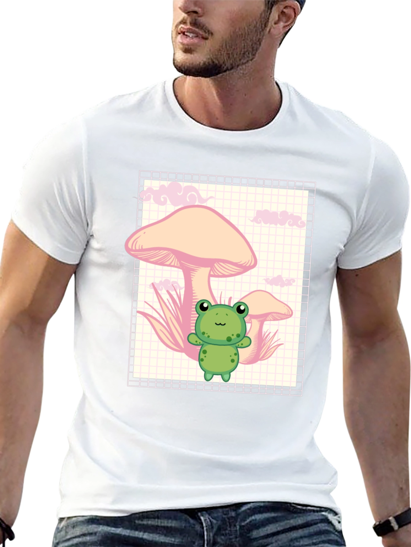 Frog and Mushroom Black T-Shirt