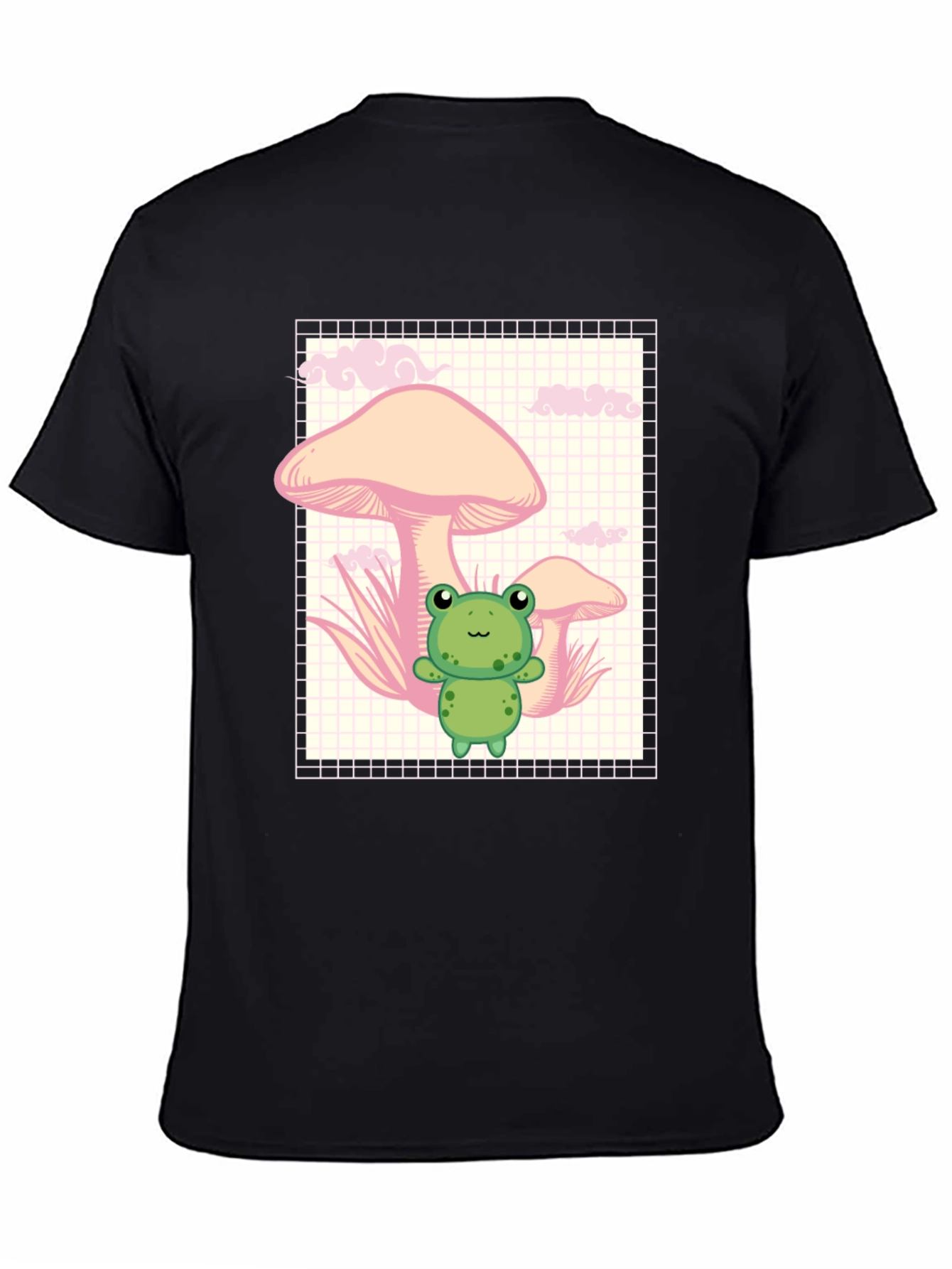 Frog and Mushroom Black T-Shirt