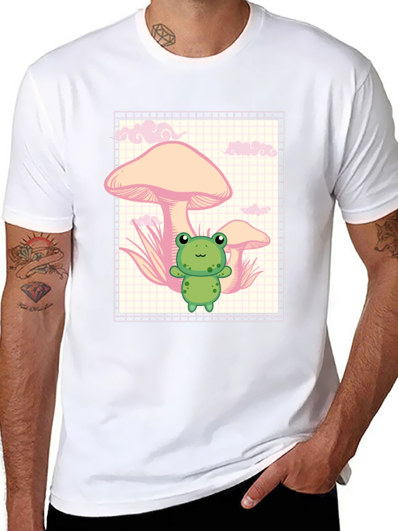 Frog and Mushroom Black T-Shirt