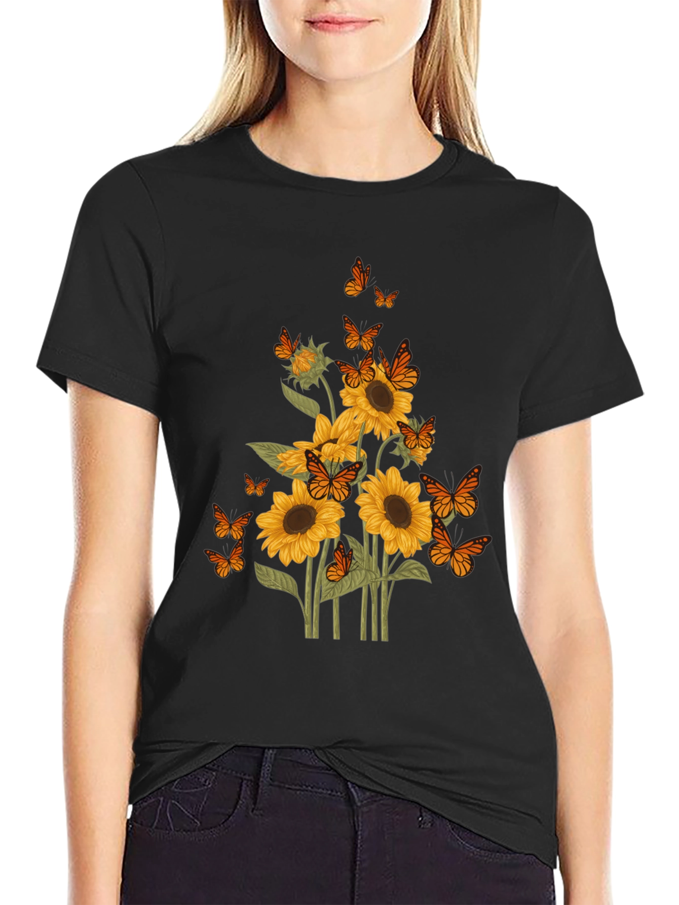 Sunflower Butterfly Graphic Tee