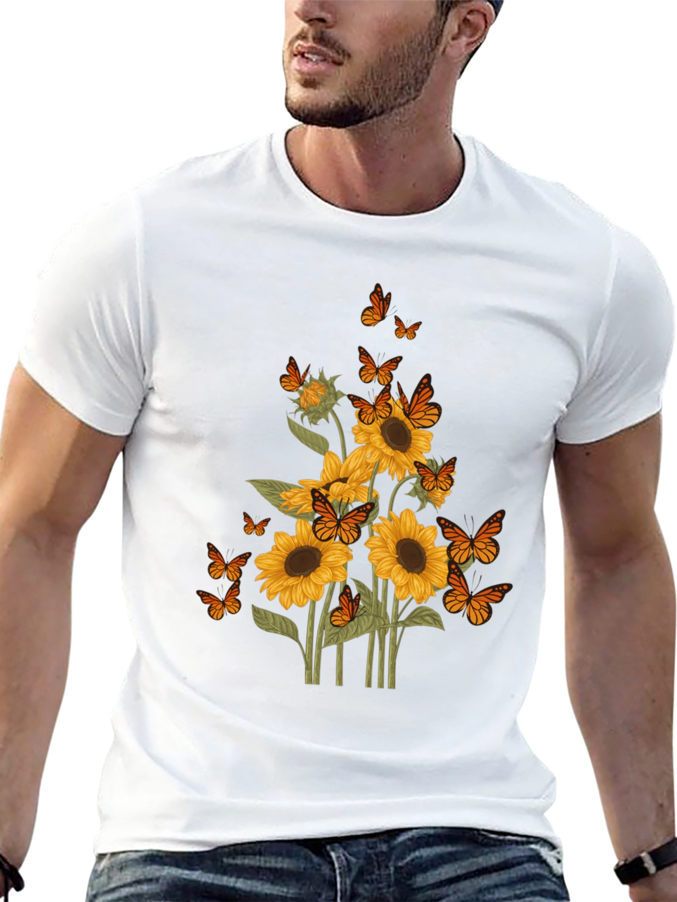 Sunflower Butterfly Graphic Tee