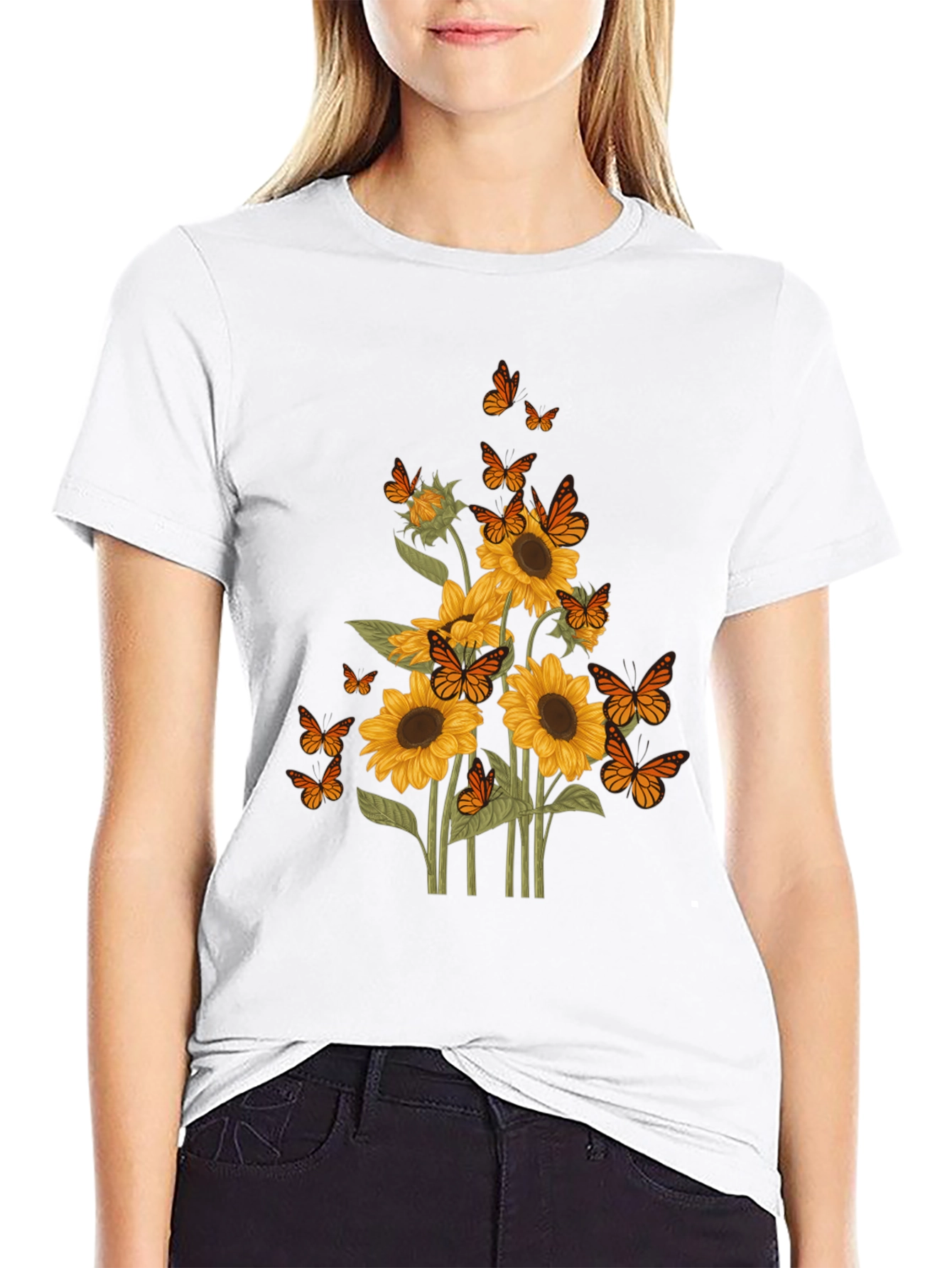 Sunflower Butterfly Graphic Tee