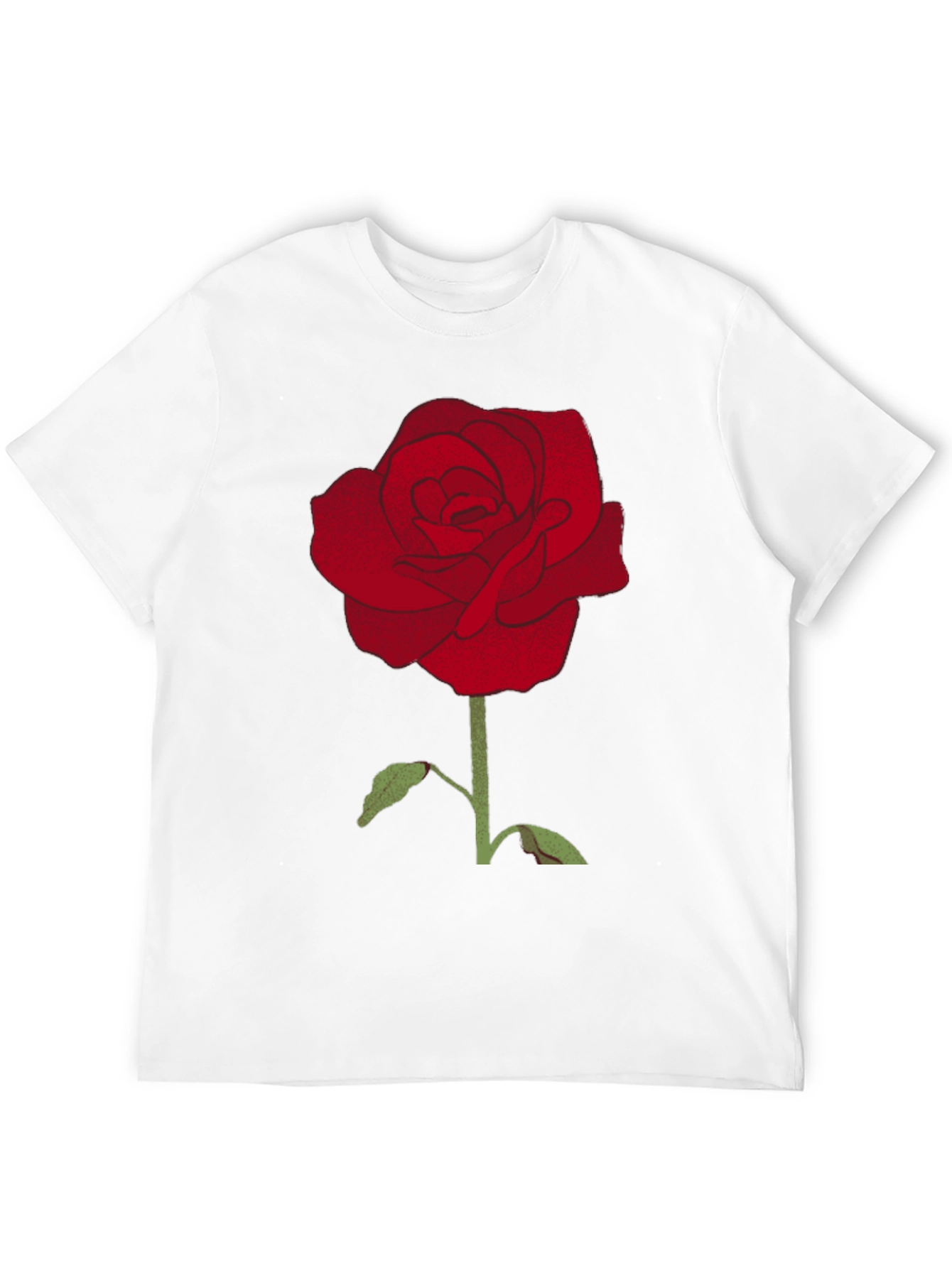 Mens Black T-Shirt with Red Rose Graphic