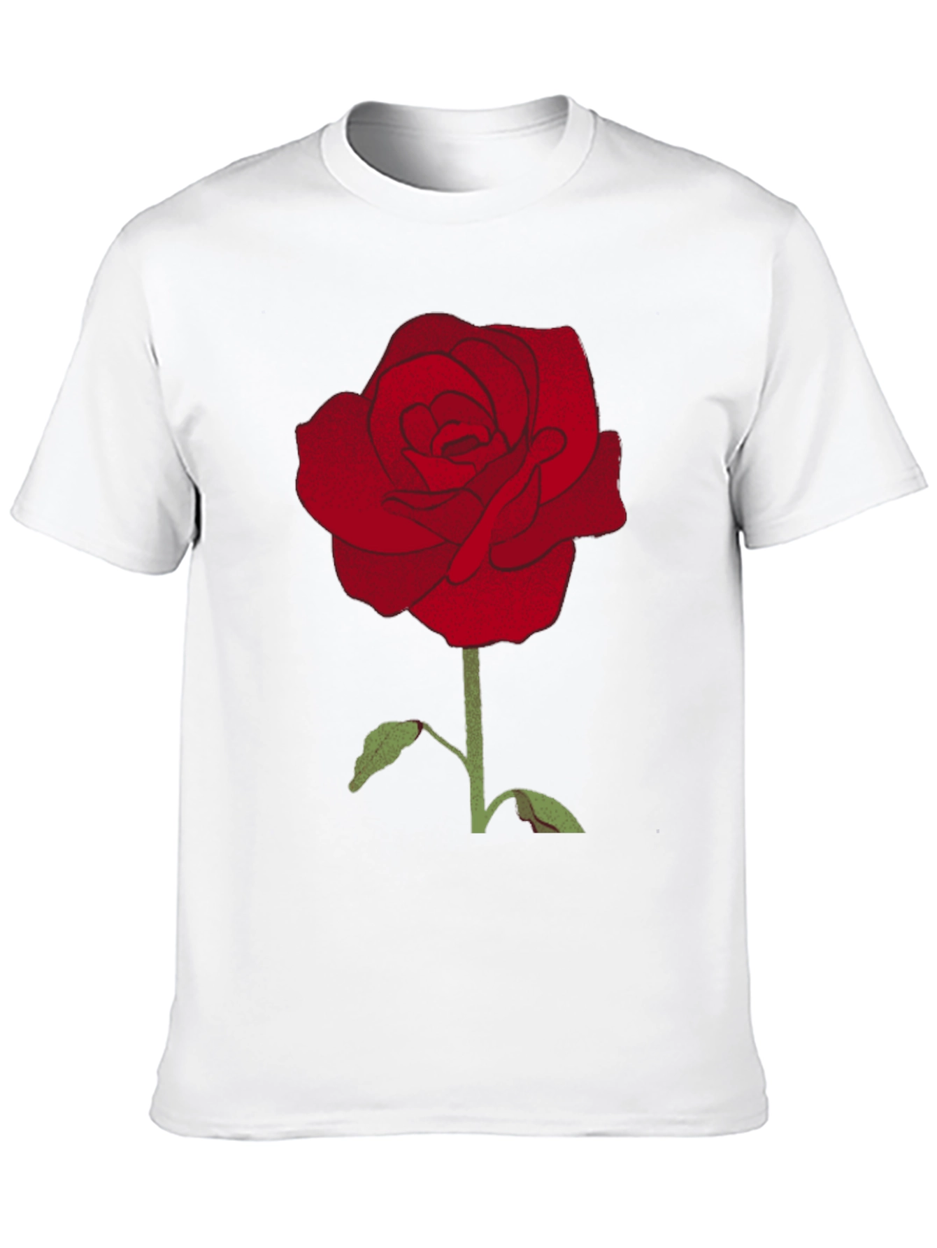 Mens Black T-Shirt with Red Rose Graphic