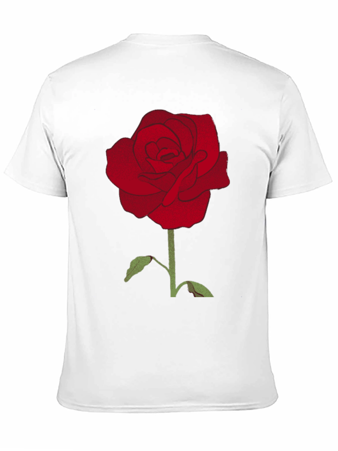 Mens Black T-Shirt with Red Rose Graphic