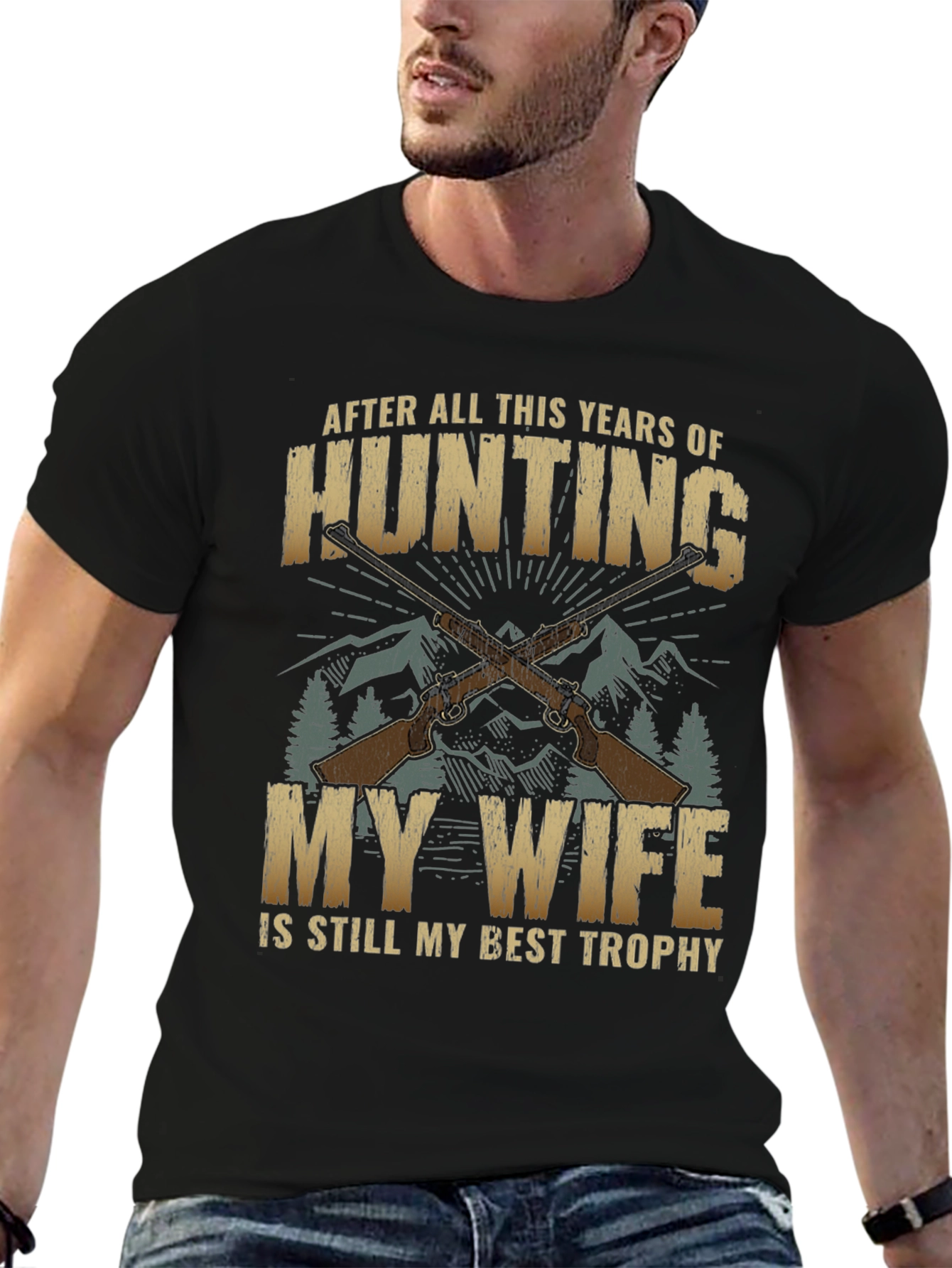 Hunting Wife Best Trophy Graphic T-Shirt