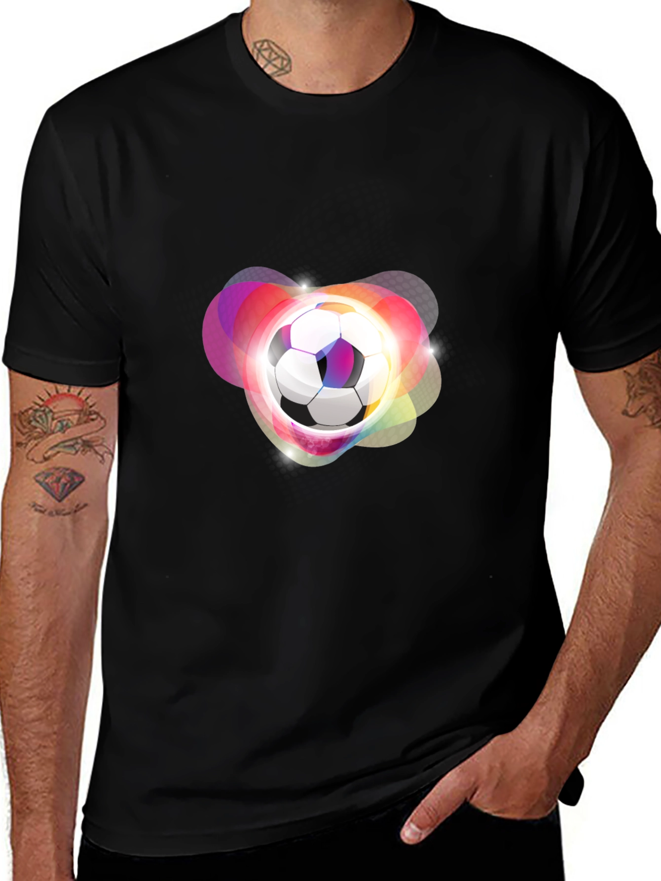 Futuristic Soccer Ball Graphic Tee - Black