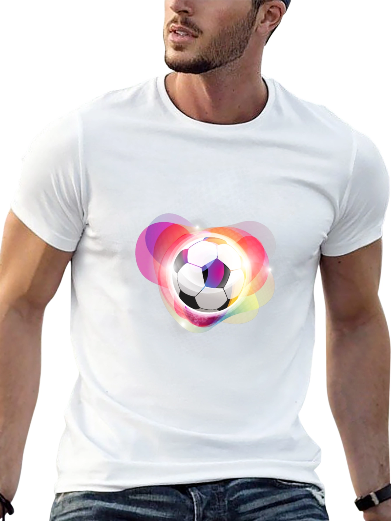 Futuristic Soccer Ball Graphic Tee - Black