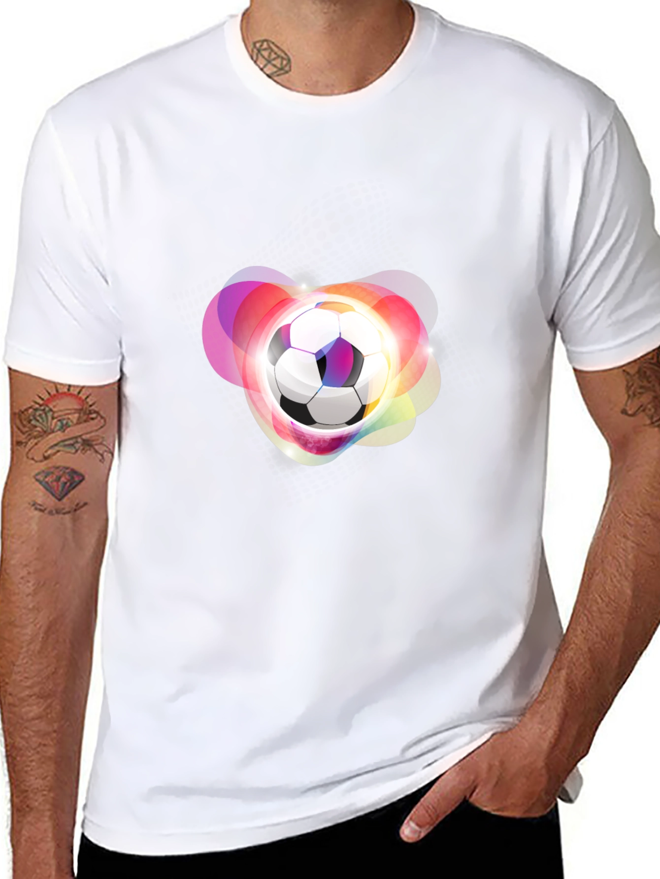 Futuristic Soccer Ball Graphic Tee - Black
