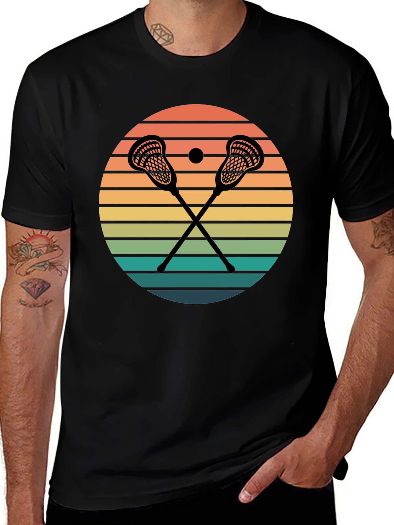 Lacrosse Sunset Graphic T-Shirt