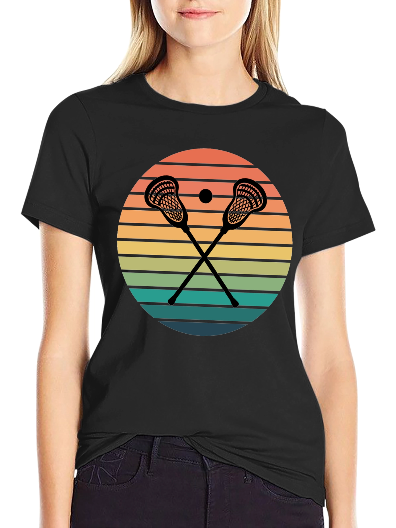 Lacrosse Sunset Graphic T-Shirt