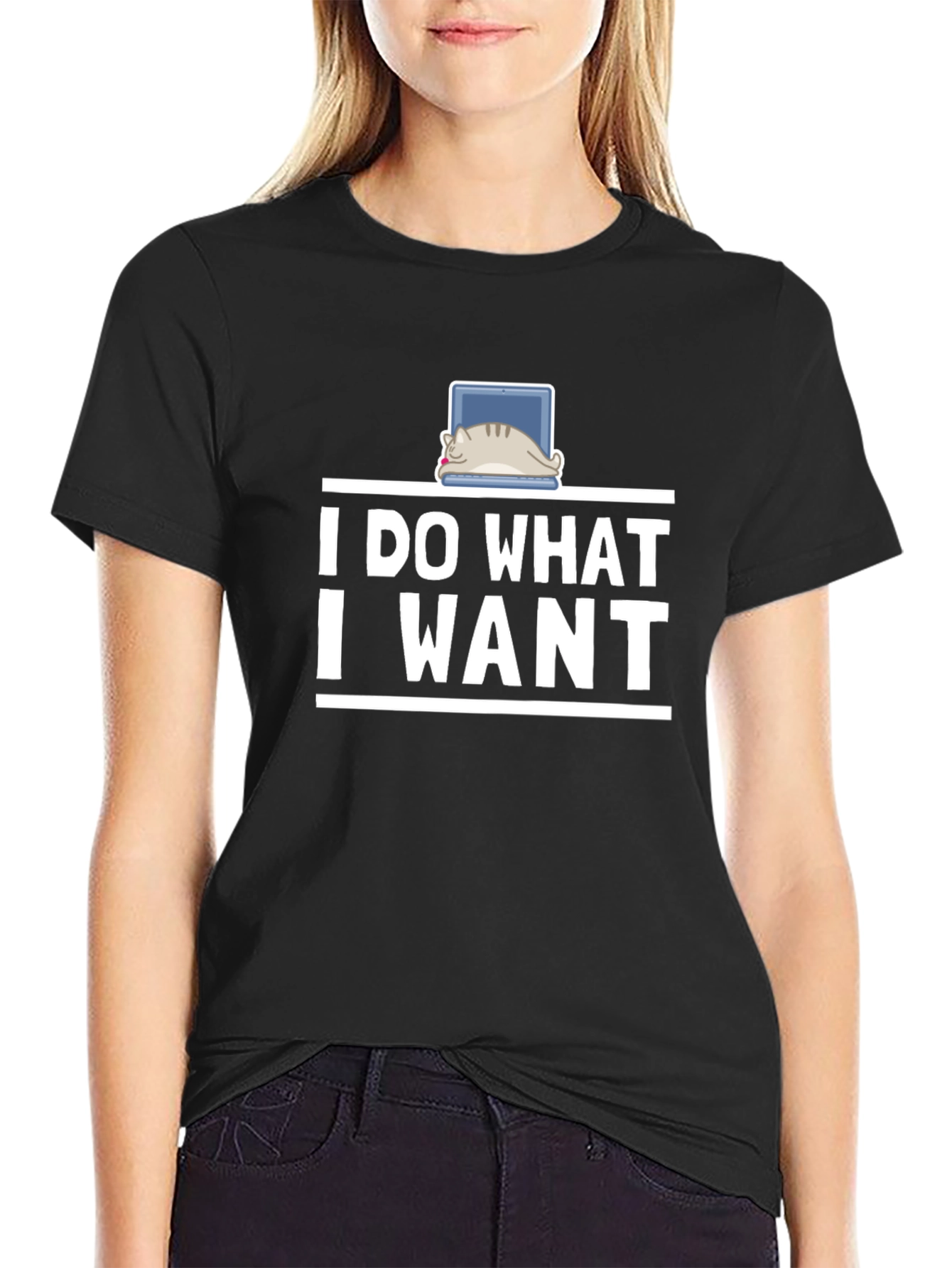 I Do What I Want Cat Laptop T-Shirt
