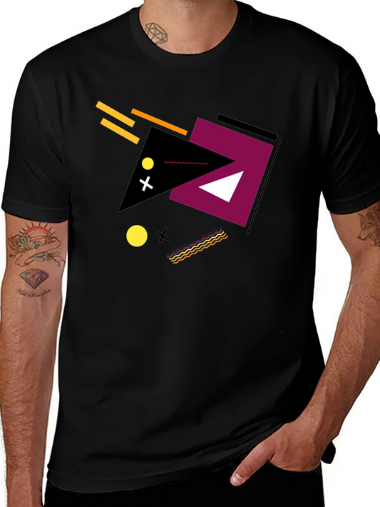 Geometric Design Tee - Modern Black Graphic T-Shirt