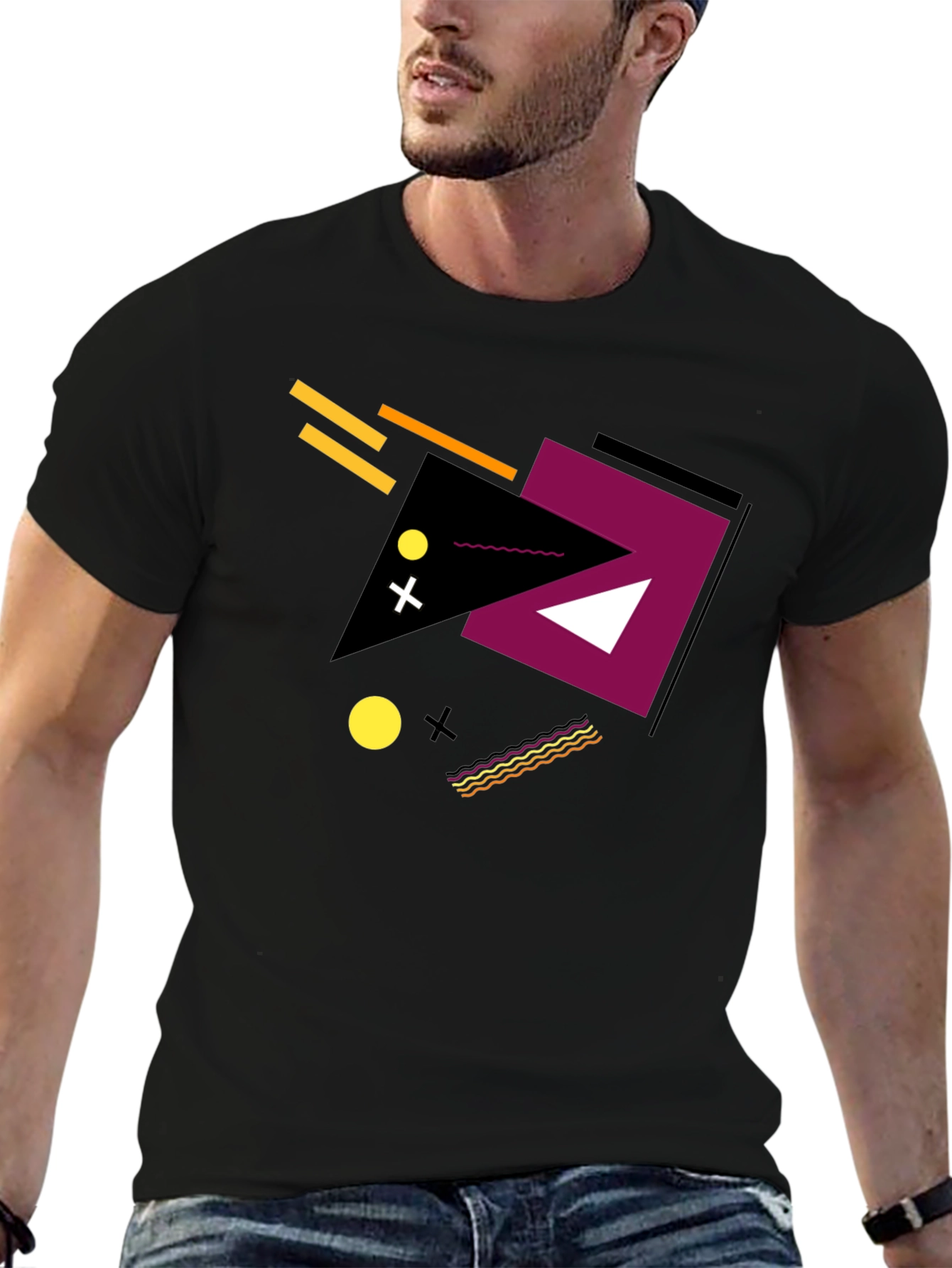 Geometric Design Tee - Modern Black Graphic T-Shirt