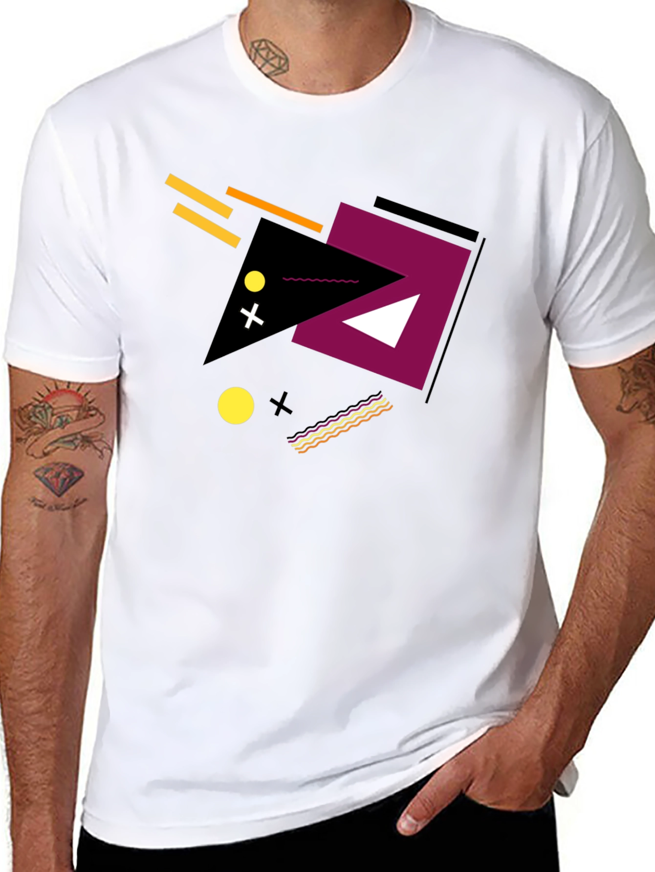 Geometric Design Tee - Modern Black Graphic T-Shirt