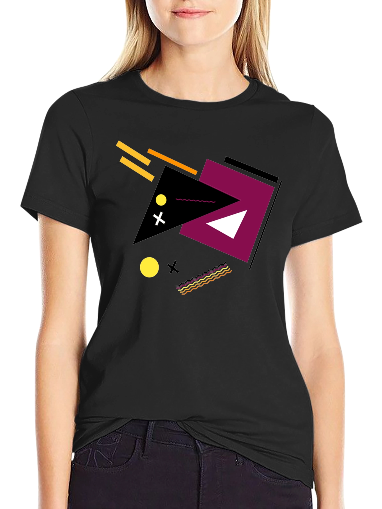 Geometric Design Tee - Modern Black Graphic T-Shirt