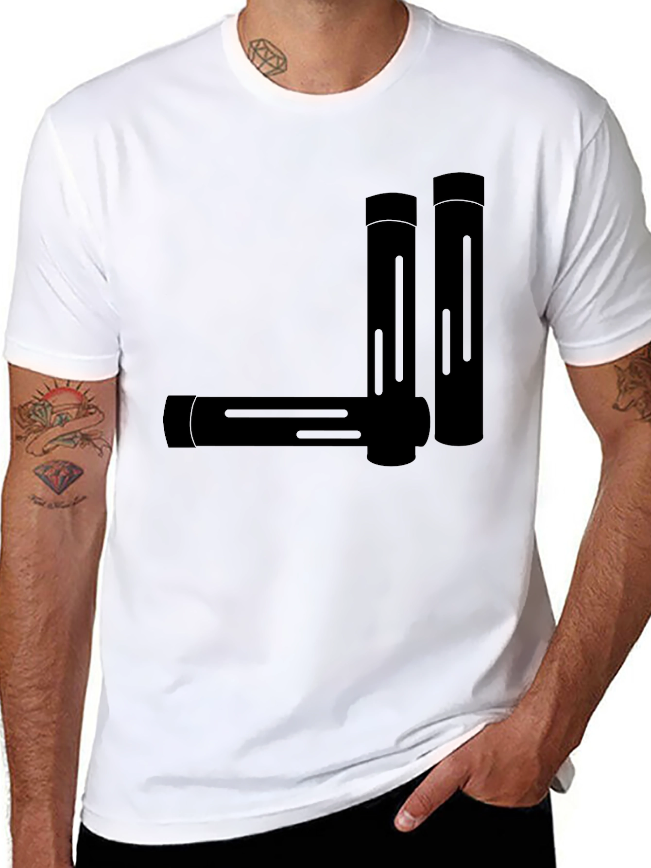 Minimalist Geometric Tubes Black T-Shirt