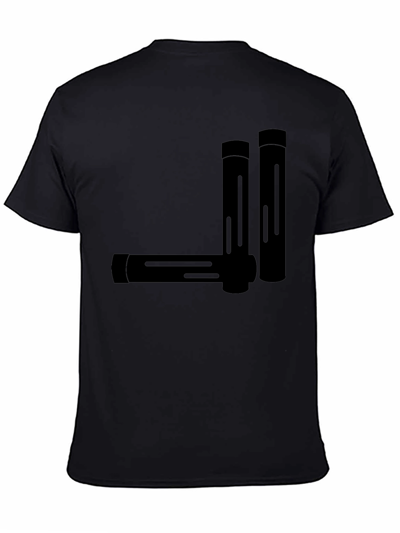 Minimalist Geometric Tubes Black T-Shirt