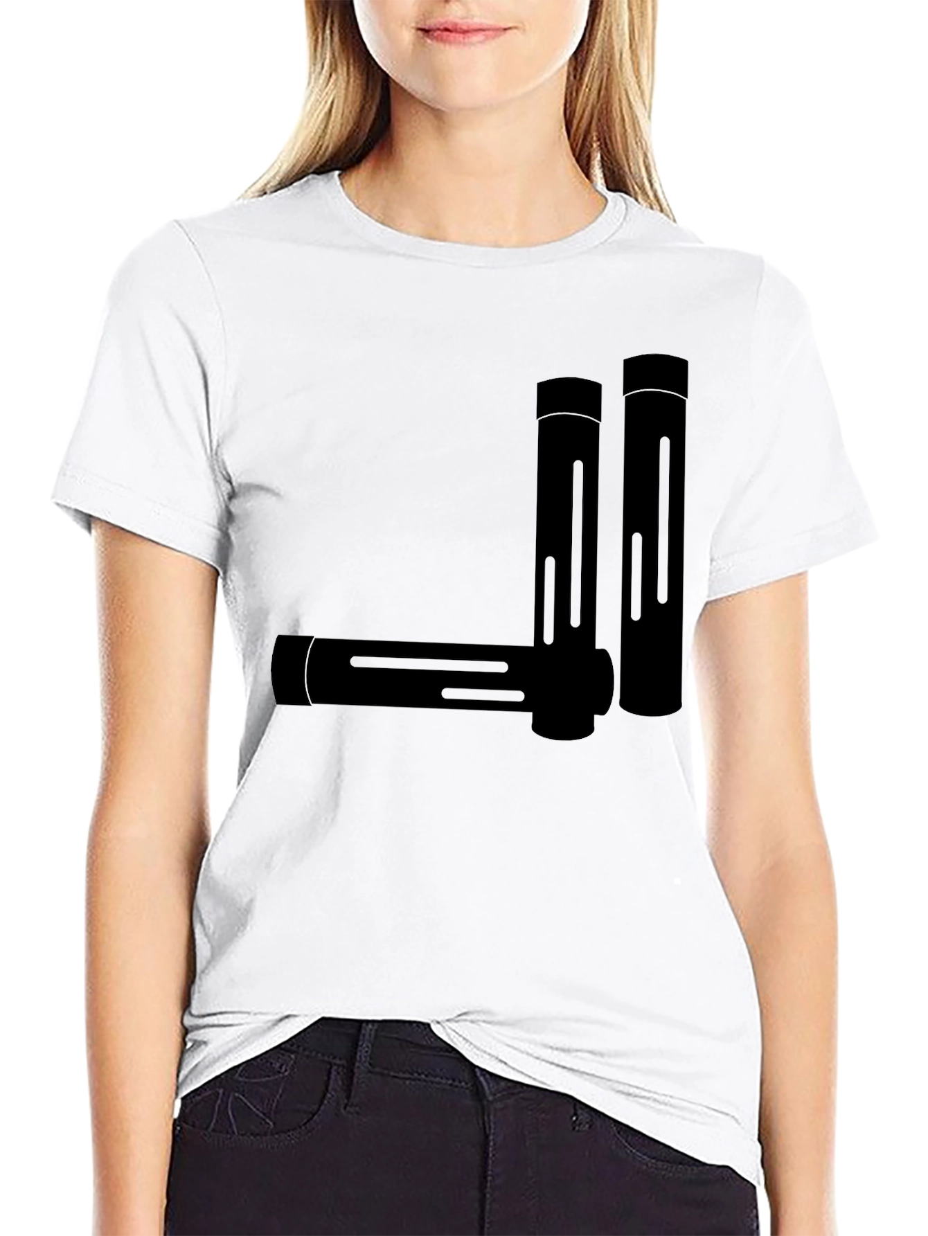 Minimalist Geometric Tubes Black T-Shirt